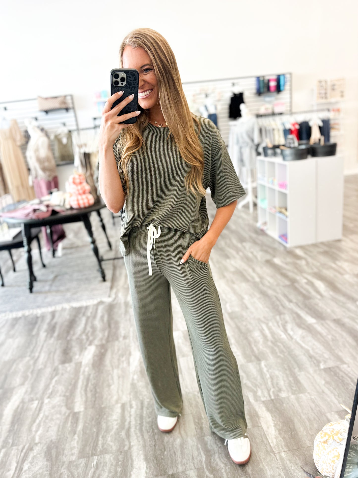 Feeling Good Ribbed Set (Olive)