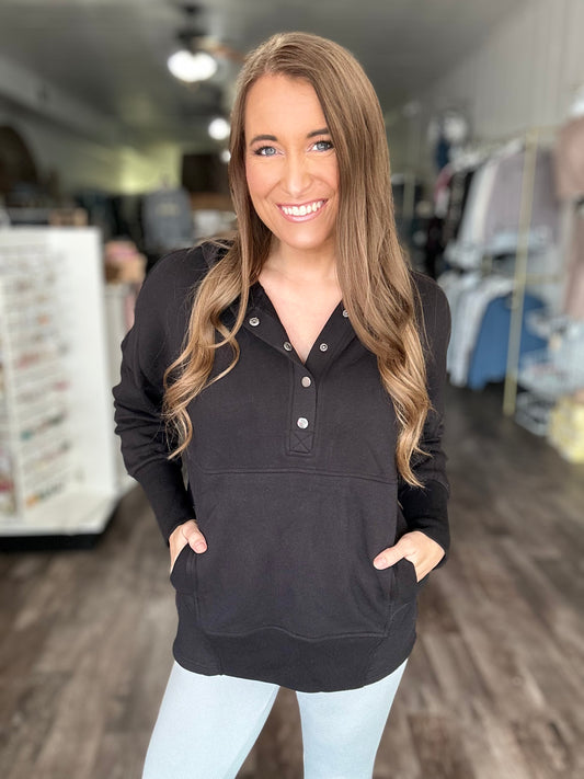 Sweet & Cozy Hooded Pullover (Black)