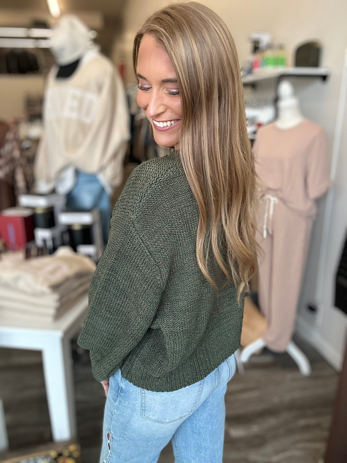 Keenan Slouchy Sweater (Dark Olive)