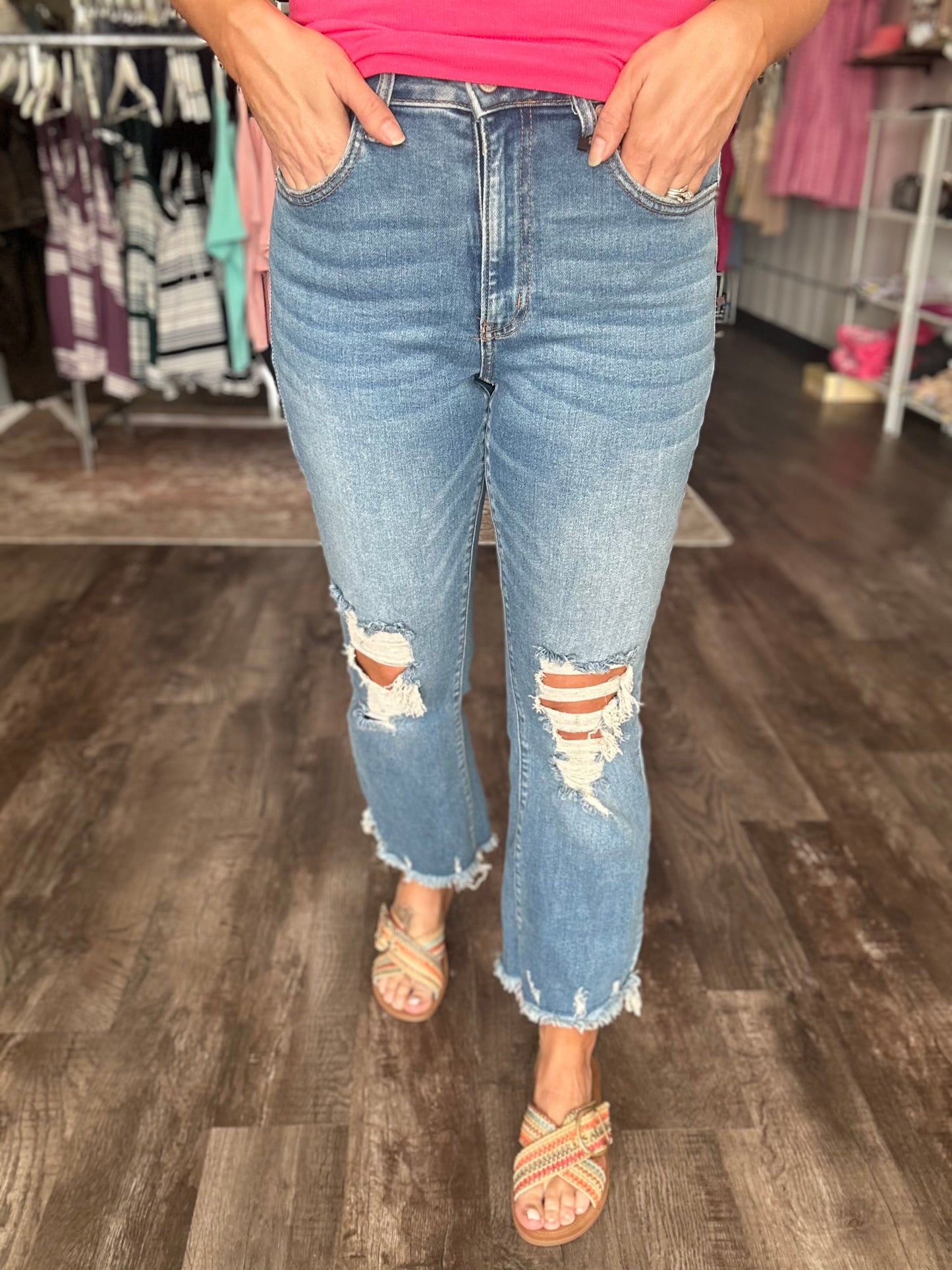 Jenna Distressed Cropped Denim