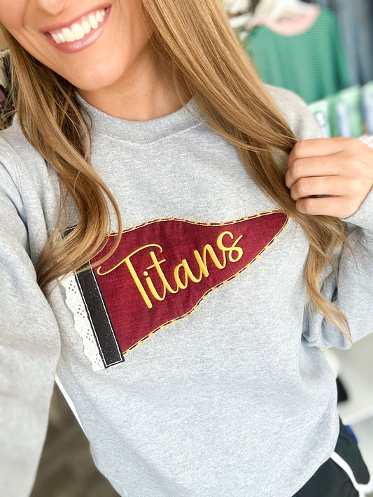 Titans Pennant Flag Embroidered Crewneck