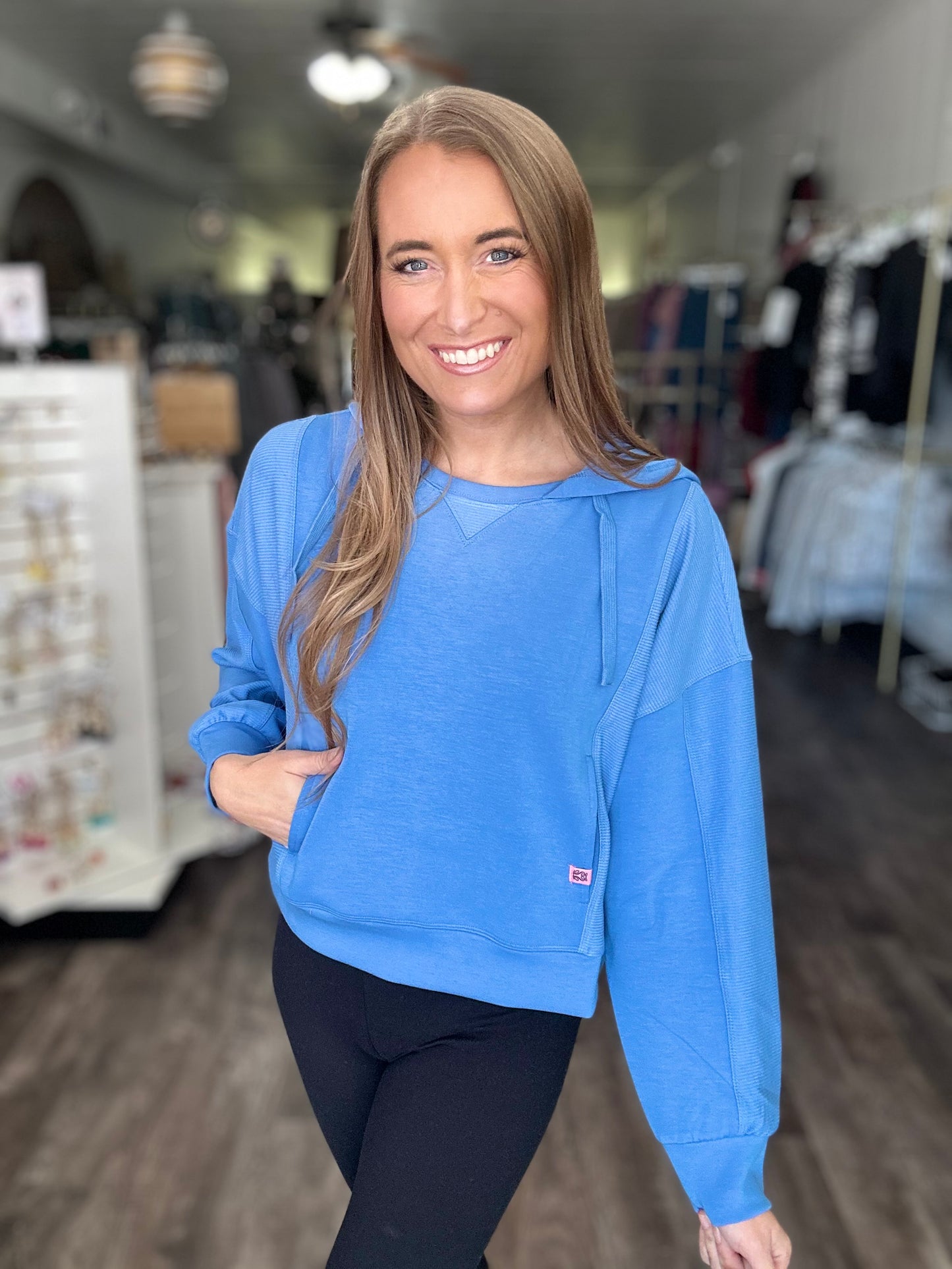 Parker Hooded Contrast Pullover (Marine) - Simply Southern