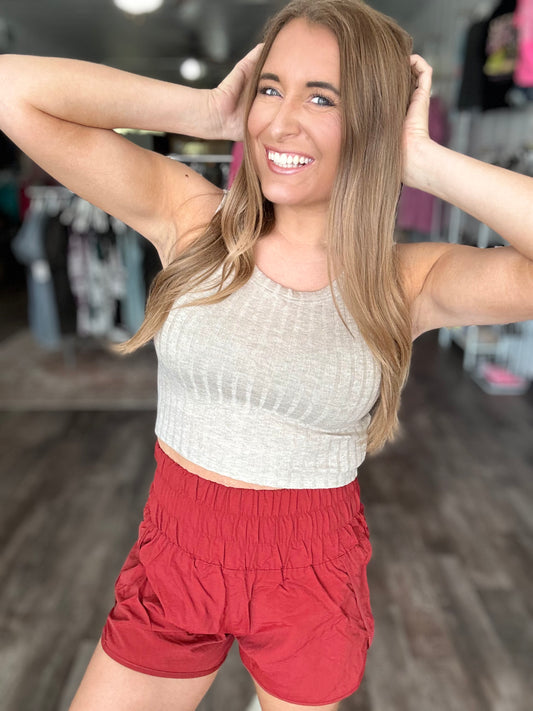 Charlotte Soft Ribbed Cropped Tank - Mocha