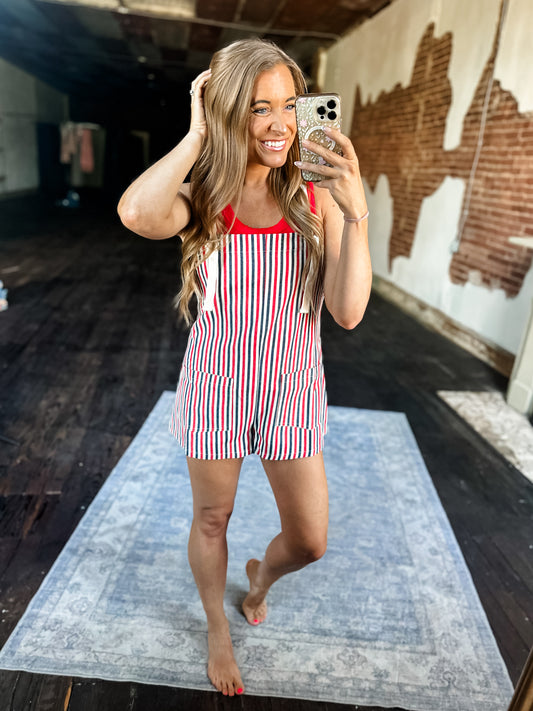 Patriotic Feels Striped Overalls