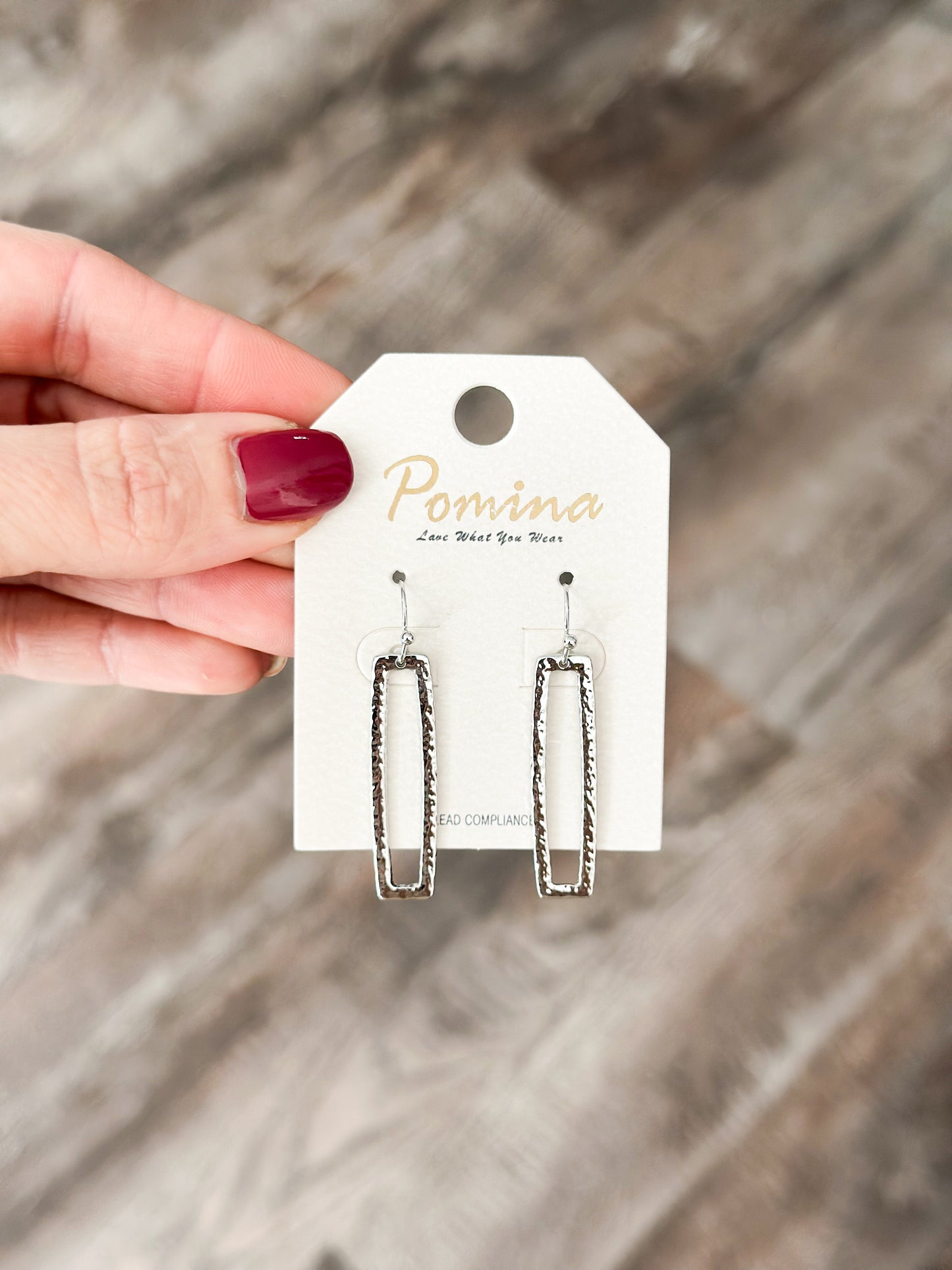 Rectangle Drop Earrings (Silver)