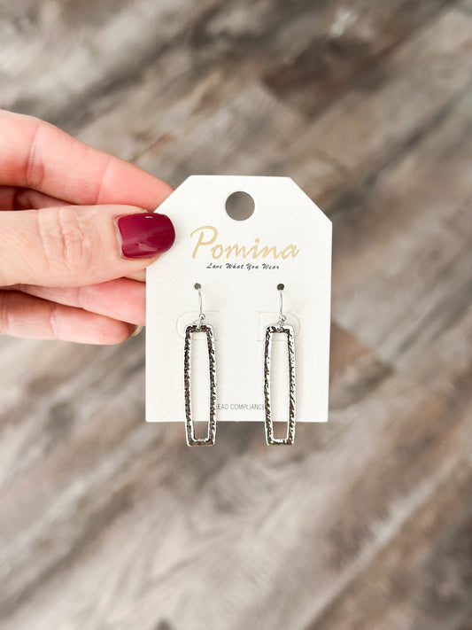 Rectangle Drop Earrings (Silver)