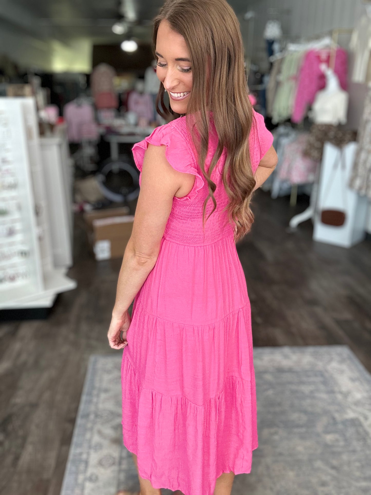 Blush & Breeze Smocked Midi Dress