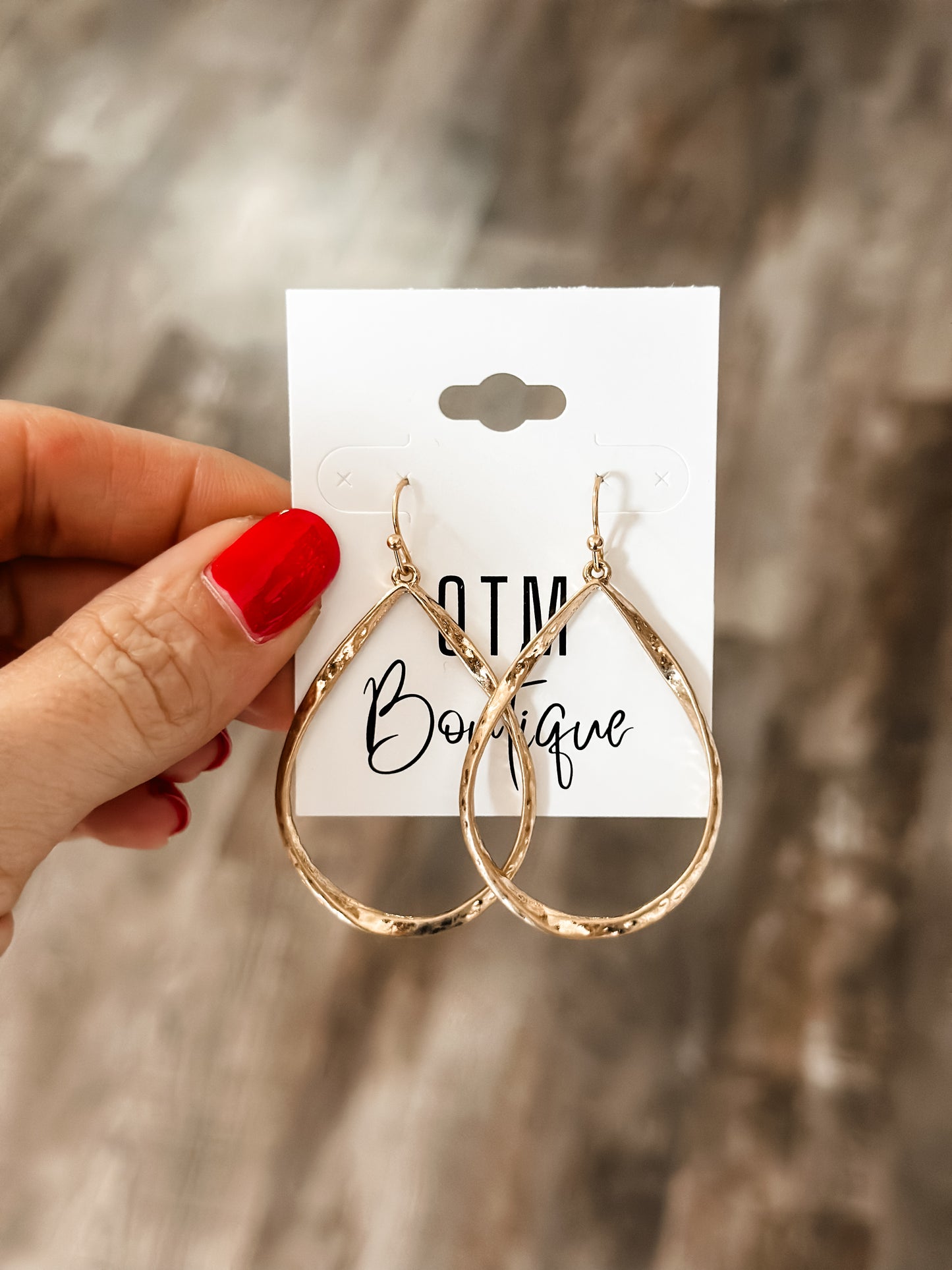 Hammered Teardrop Earrings - Gold