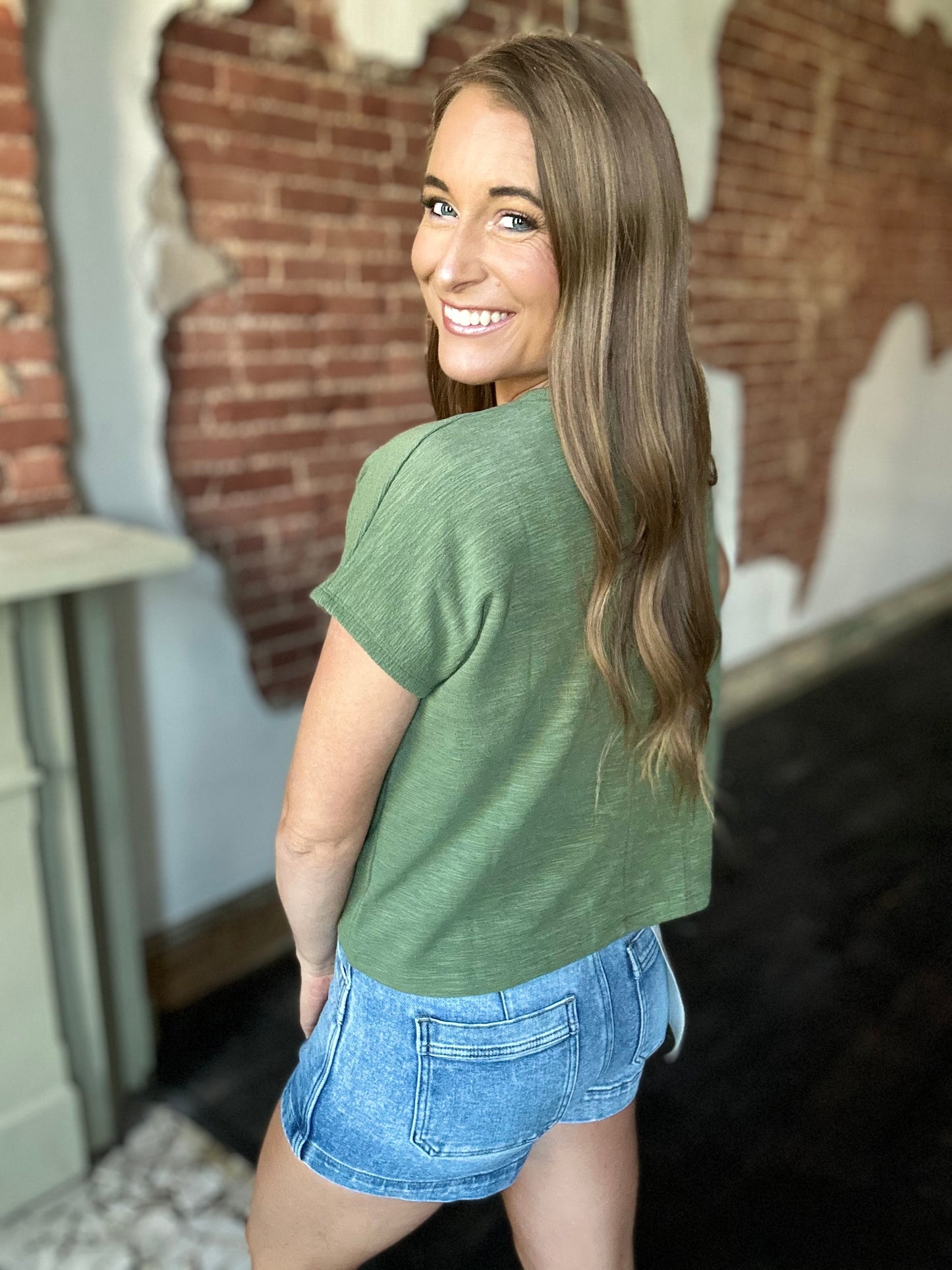 Couldn't Be Better Boxy Pocket Tee (Olive)