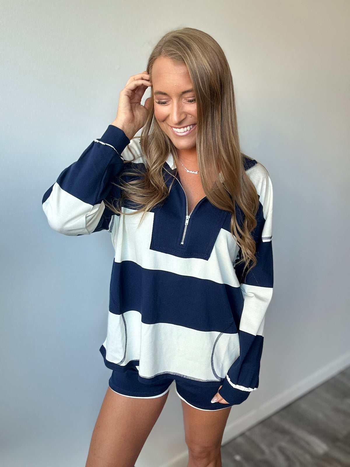 Callie Wide Striped Set (Navy)