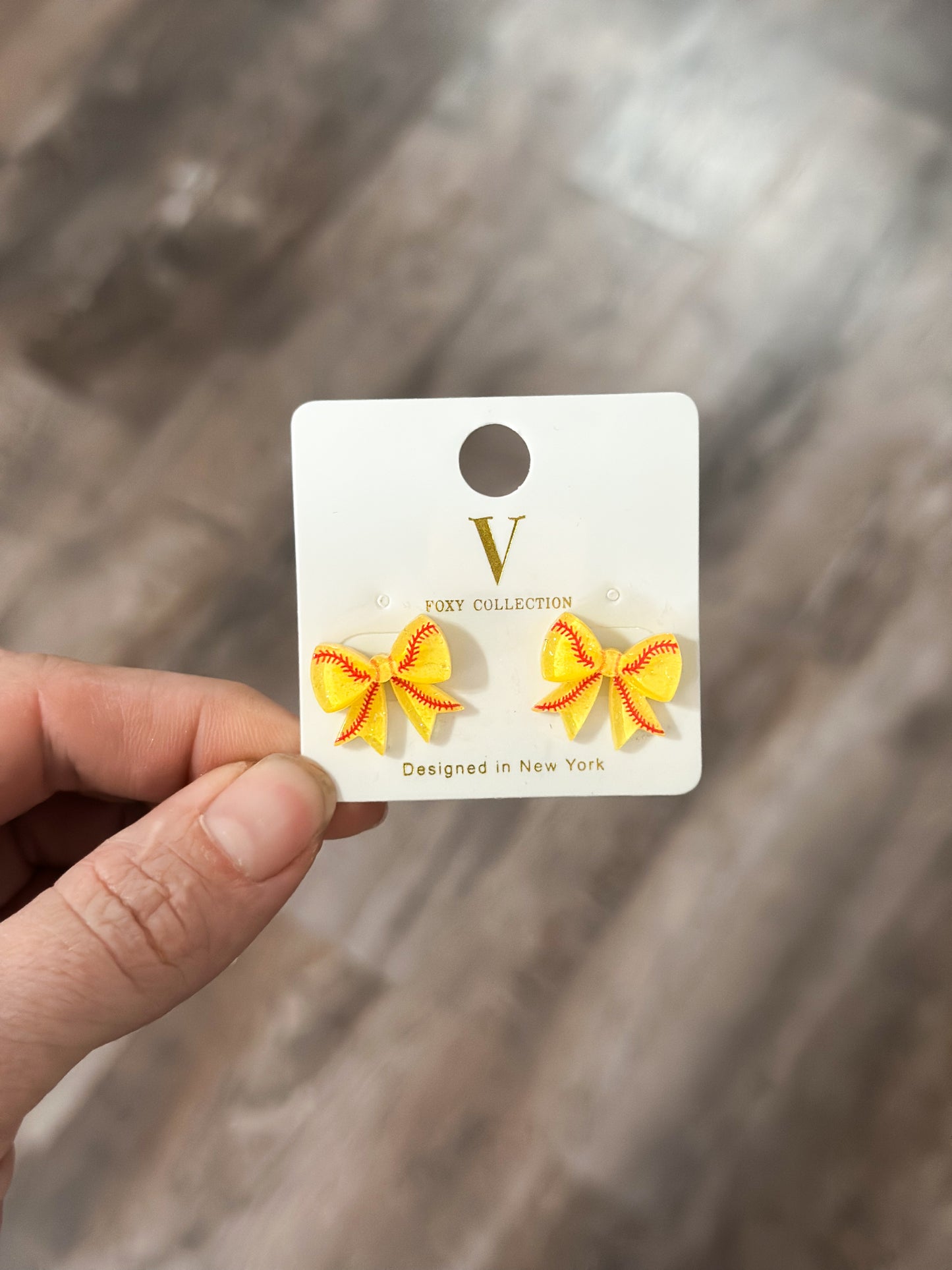 Softball Bow Stud Earrings