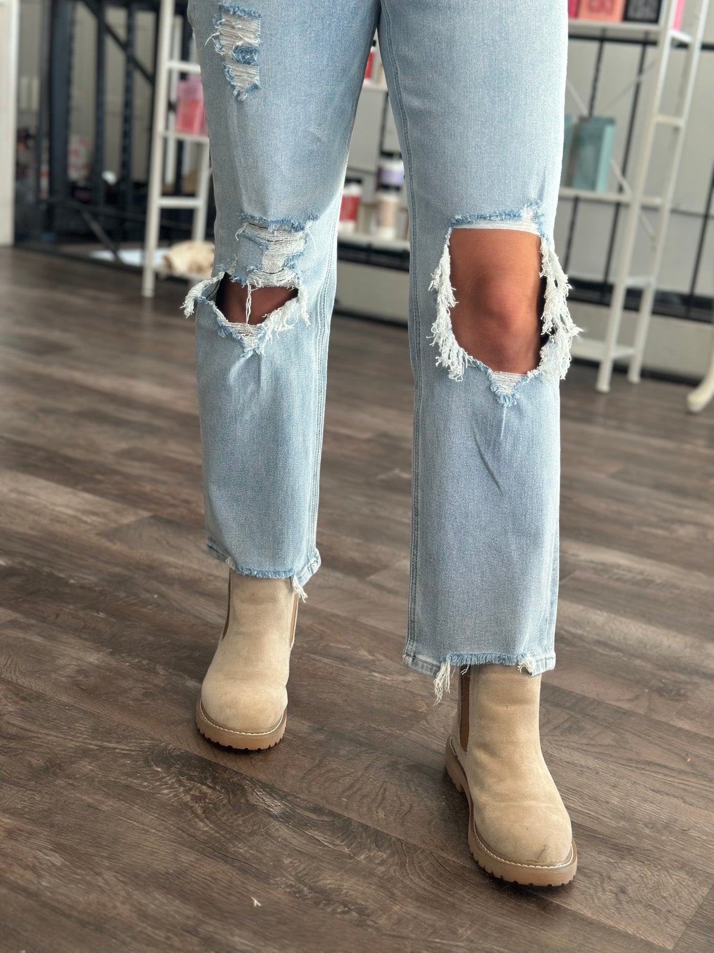 Jodie High Rise Distressed Denim