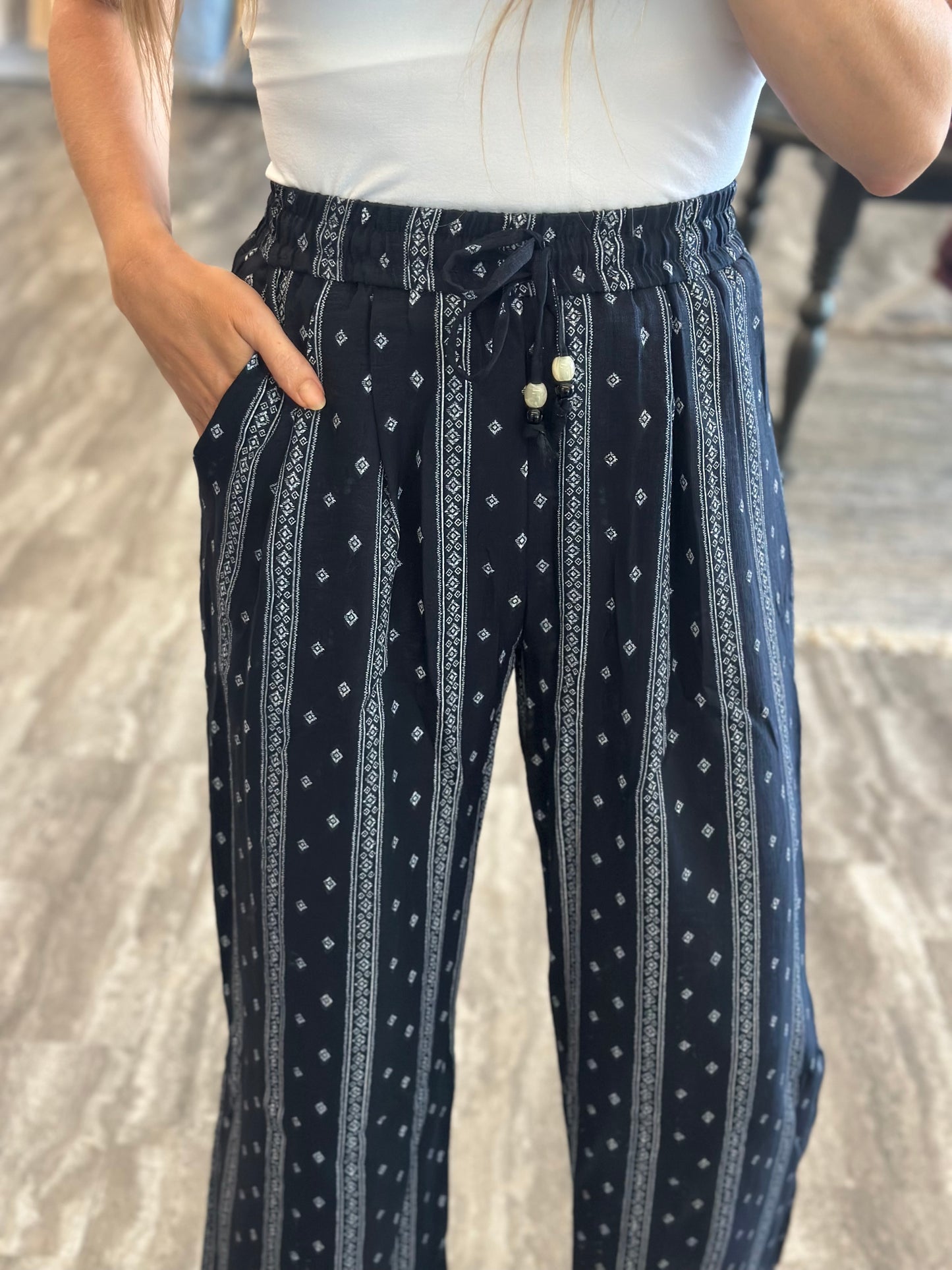 Haleigh Boho Striped Wide Leg Pants