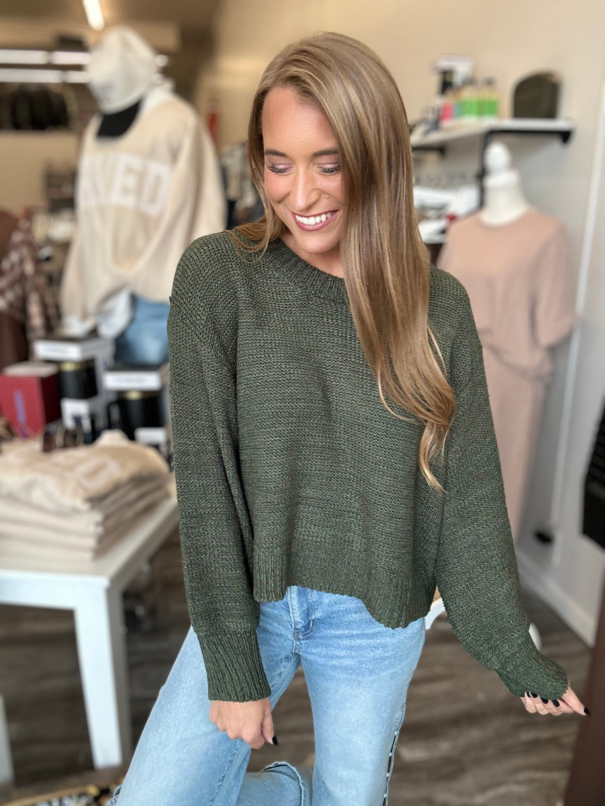 Keenan Slouchy Sweater (Dark Olive)