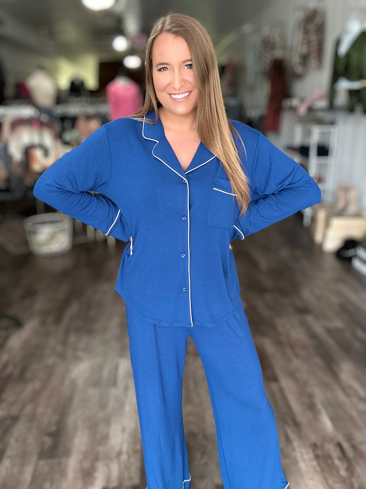 Must Be Dreaming Pajama Set - Deep Blue
