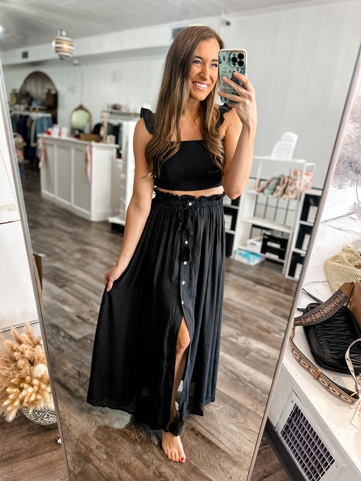 RESTOCK Hear The Waves 2-Piece Maxi Set (Black)