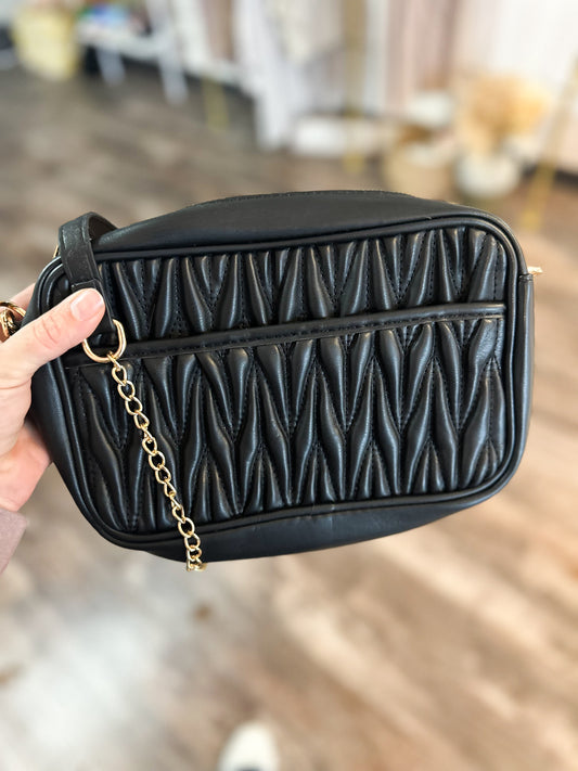 Broadway Textured Crossbody (Black)