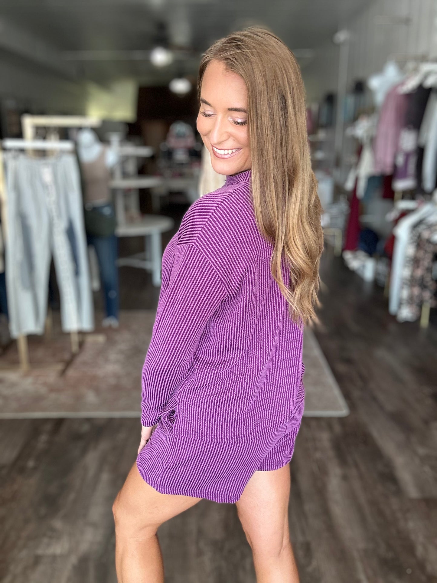 Slow Morning Ribbed Set - Purple