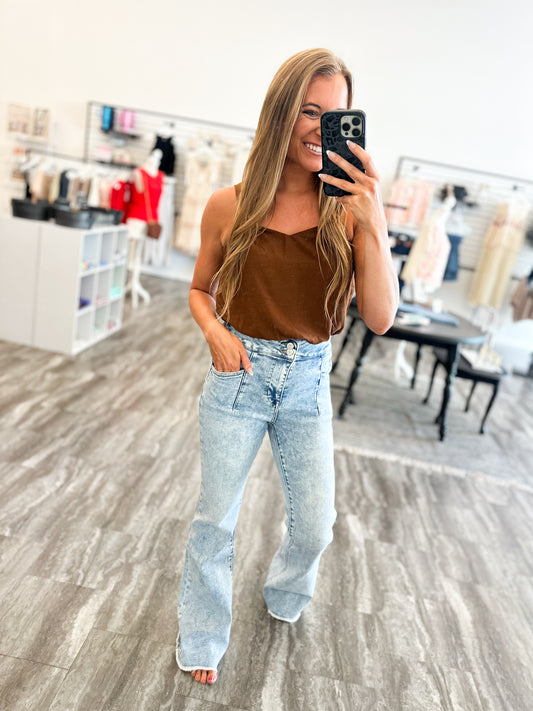 Leila High Rise Relaxed Flare Denim