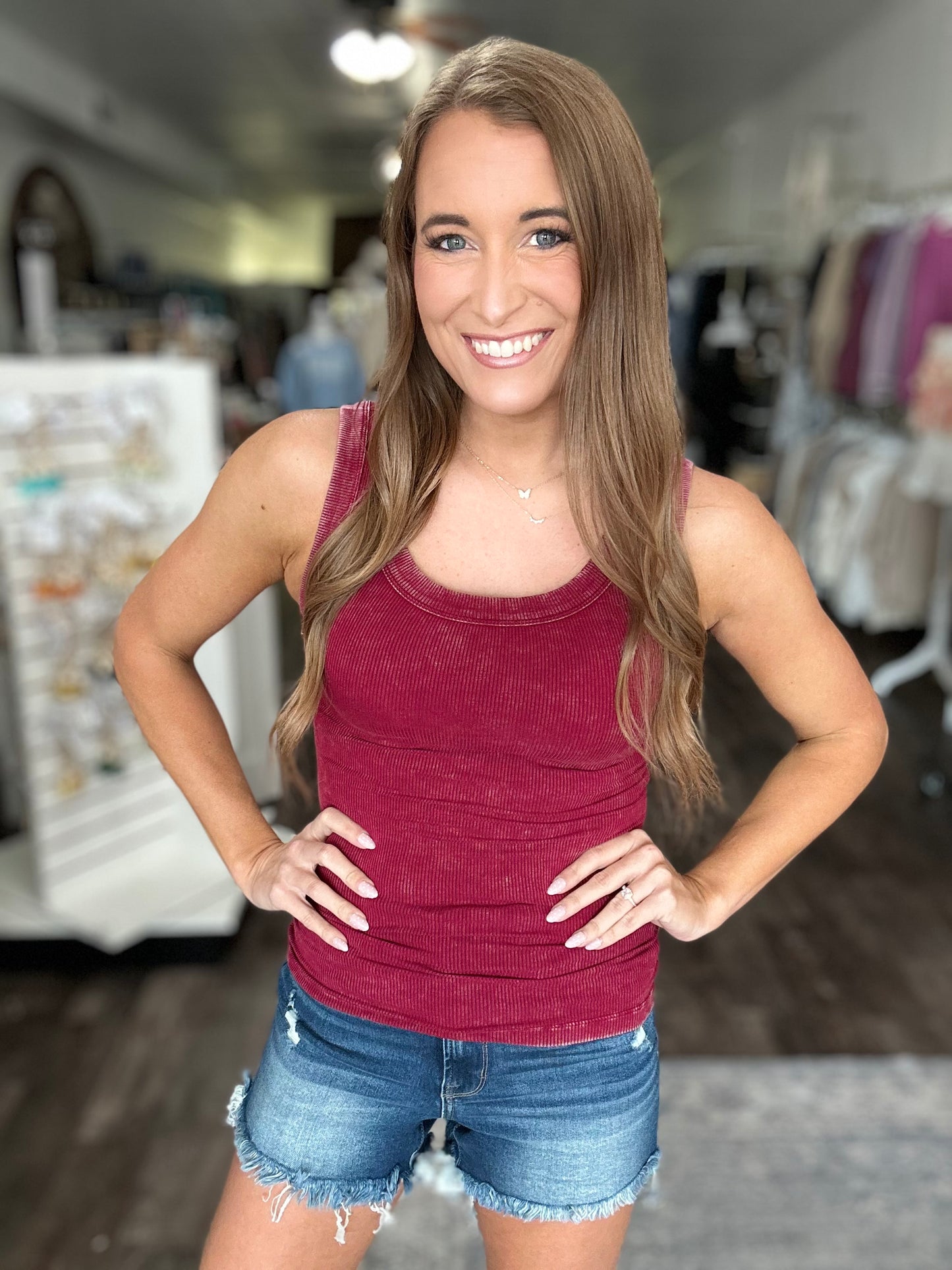 Better Than Basic Ribbed Tank (Cabernet)