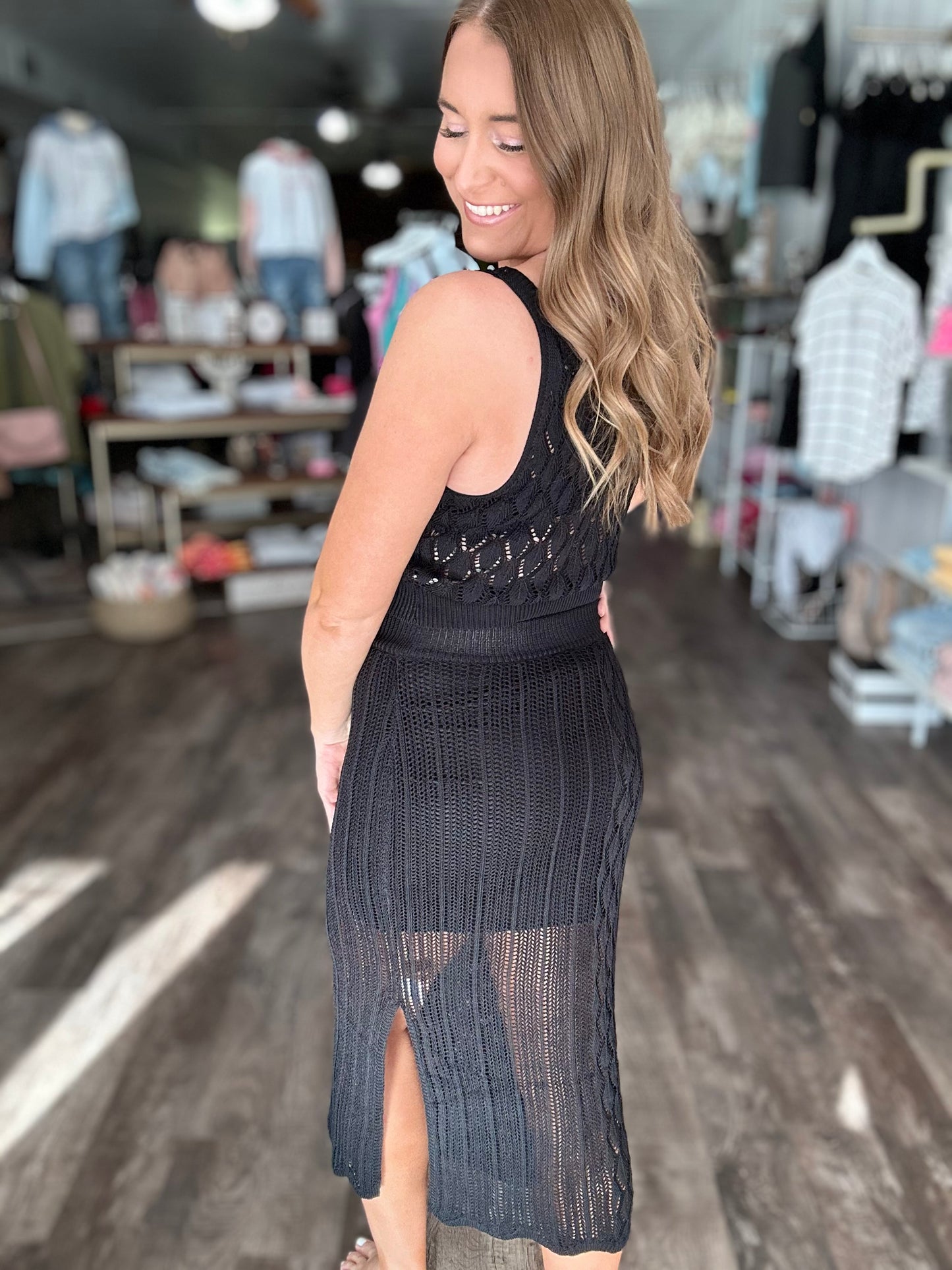 Sample Sale - Black Crochet Beach Set Set (Medium)