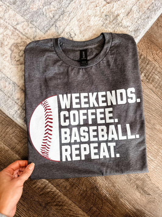 Weekends Coffee Baseball Repeat Graphic Tee