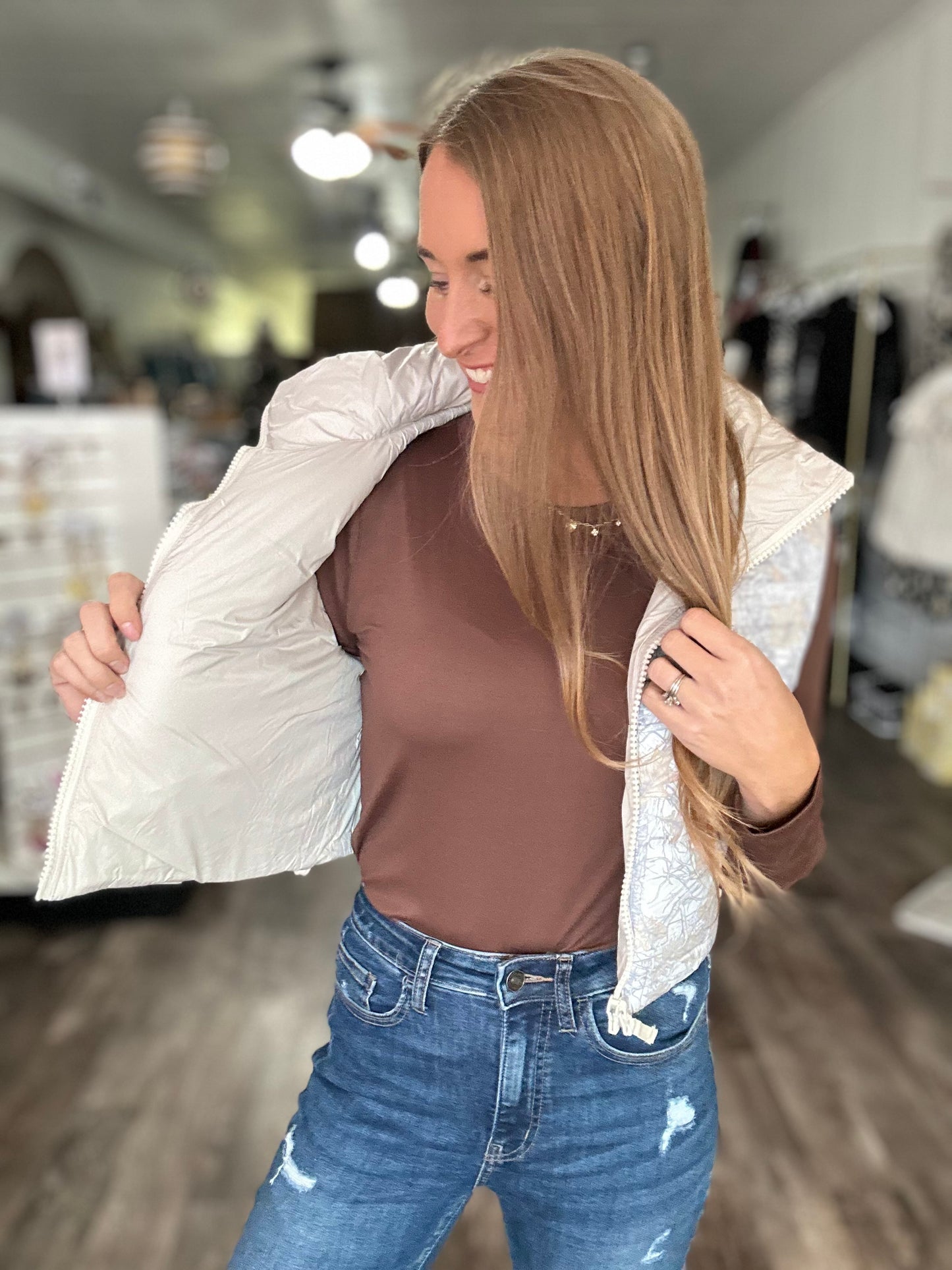 RESTOCK Keep Calm Camo Puffer Vest - Simply Southern