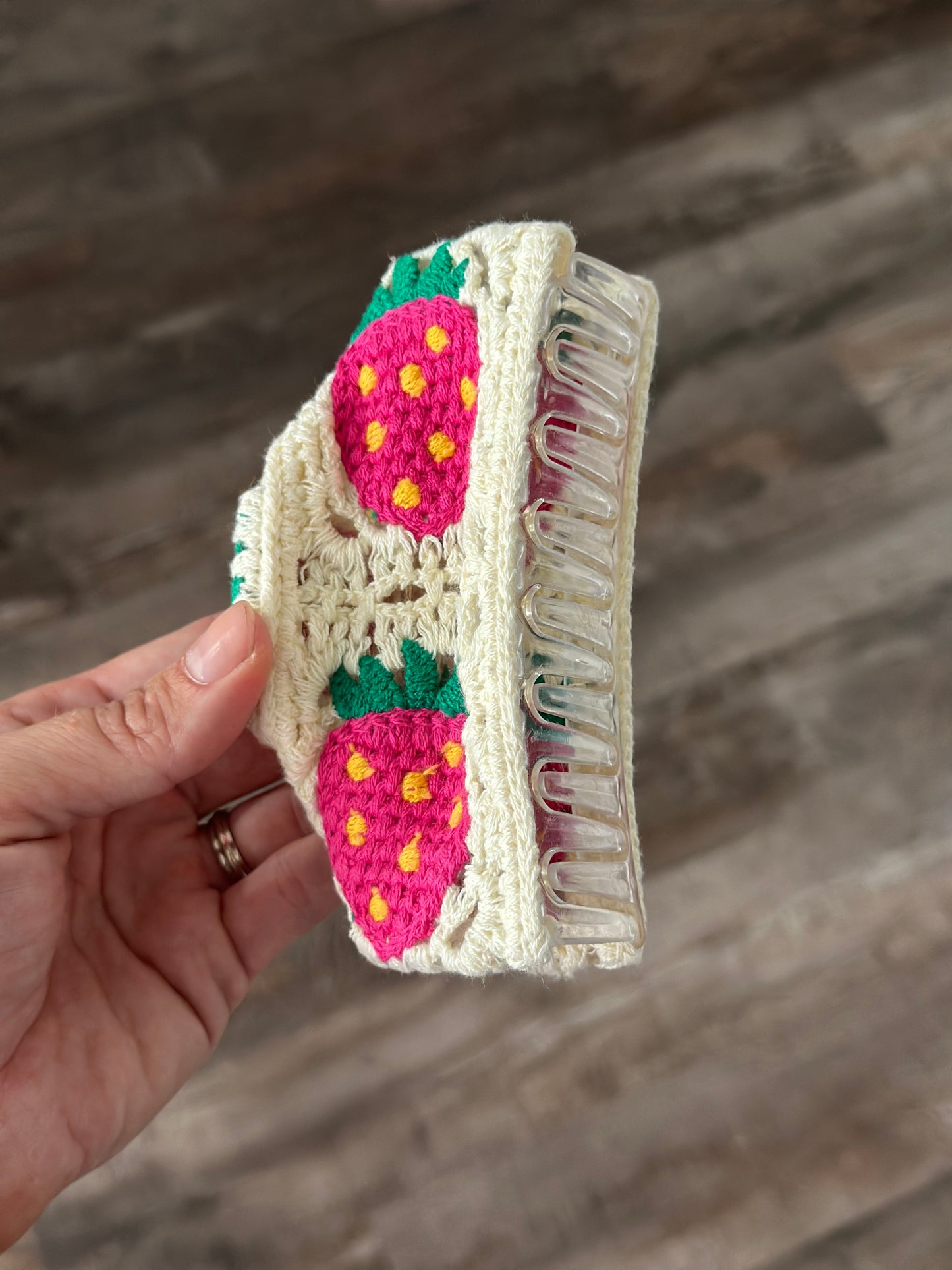 Strawberry Crochet Jumbo Claw Clip