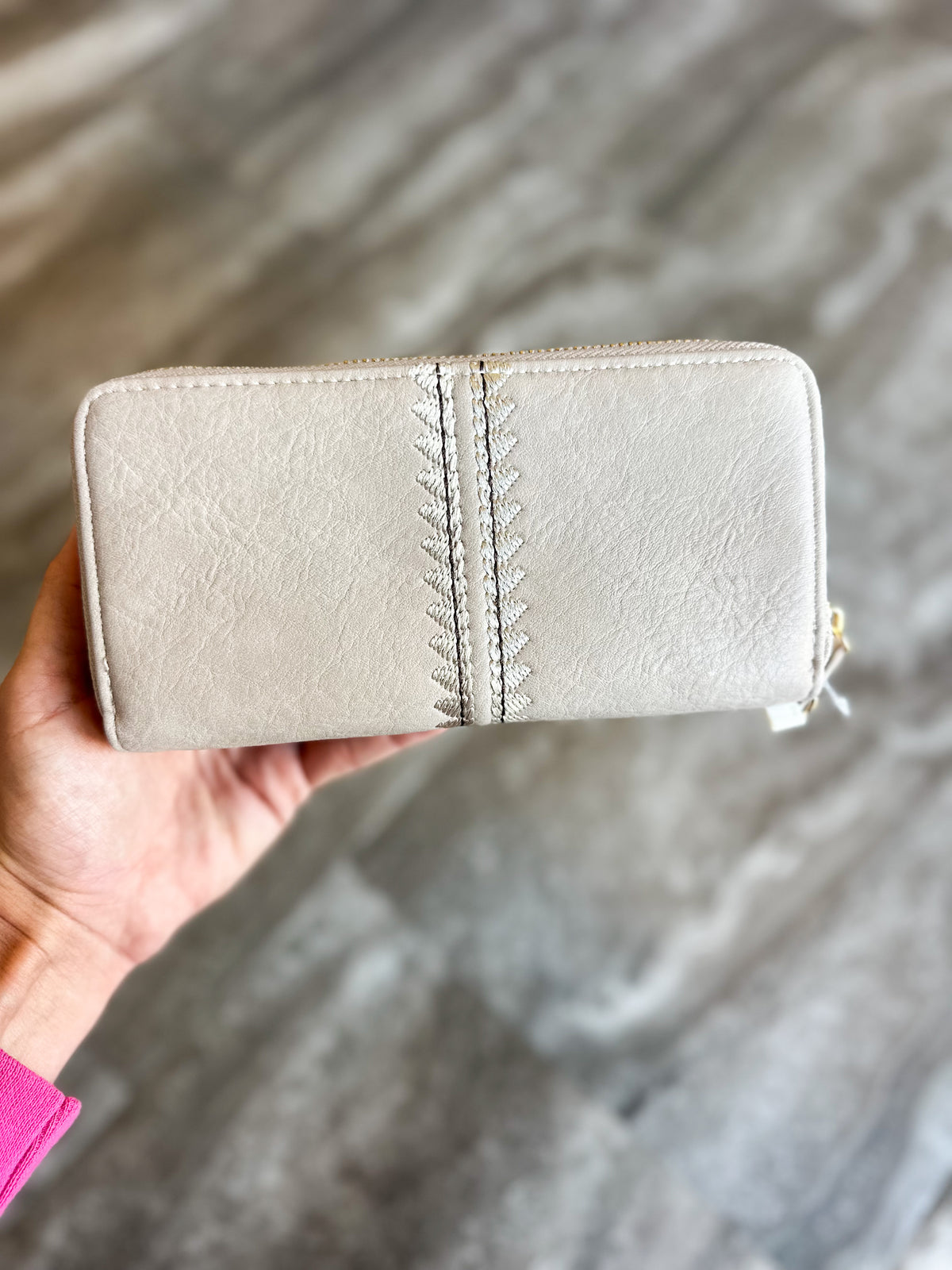 Sherrie Double Zipper Wallet (Beige)
