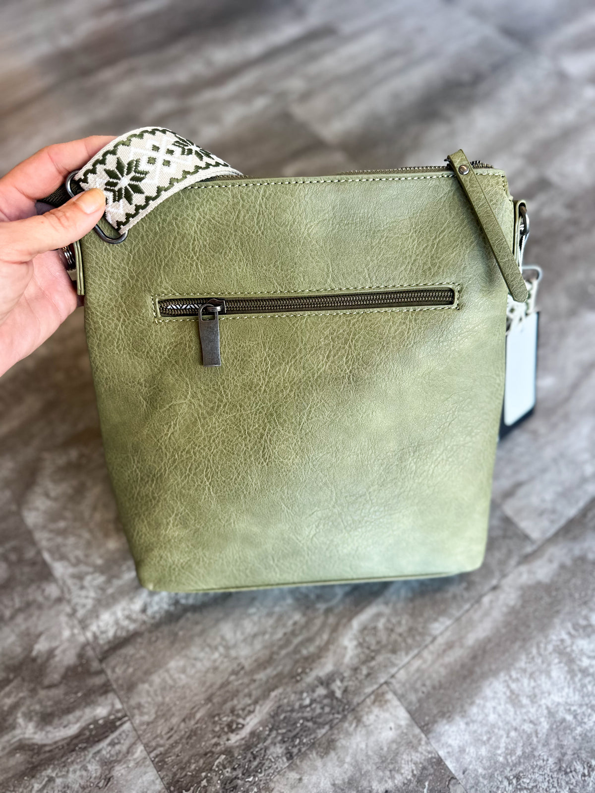 Tracey Tassel Stitch Crossbody Bag (Olive)