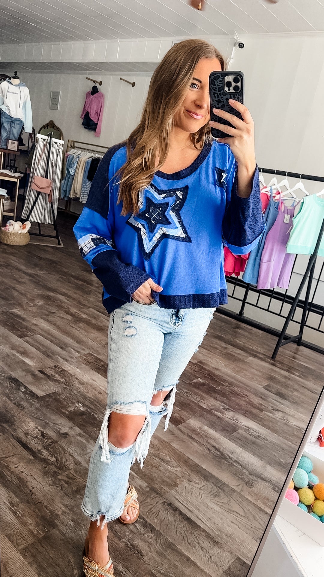 Don’t Want To Leave Oversized Top - Blue