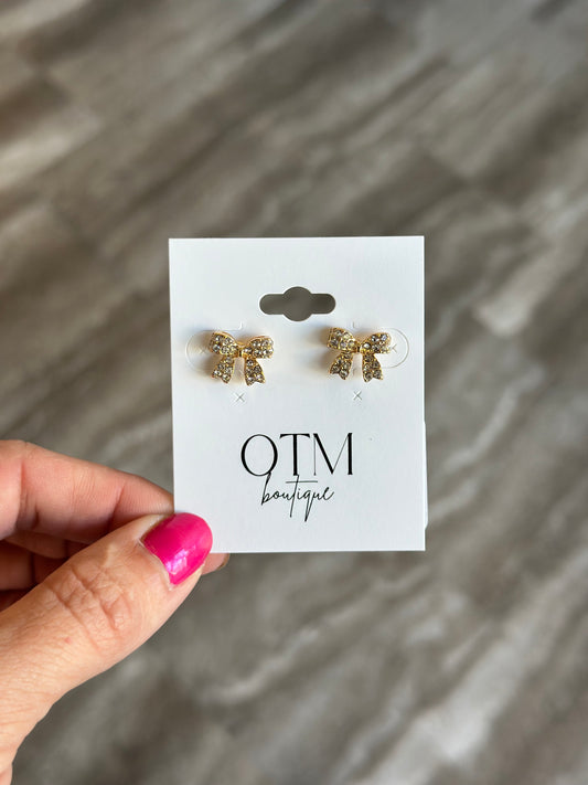 Mini Gold Bow Earrings
