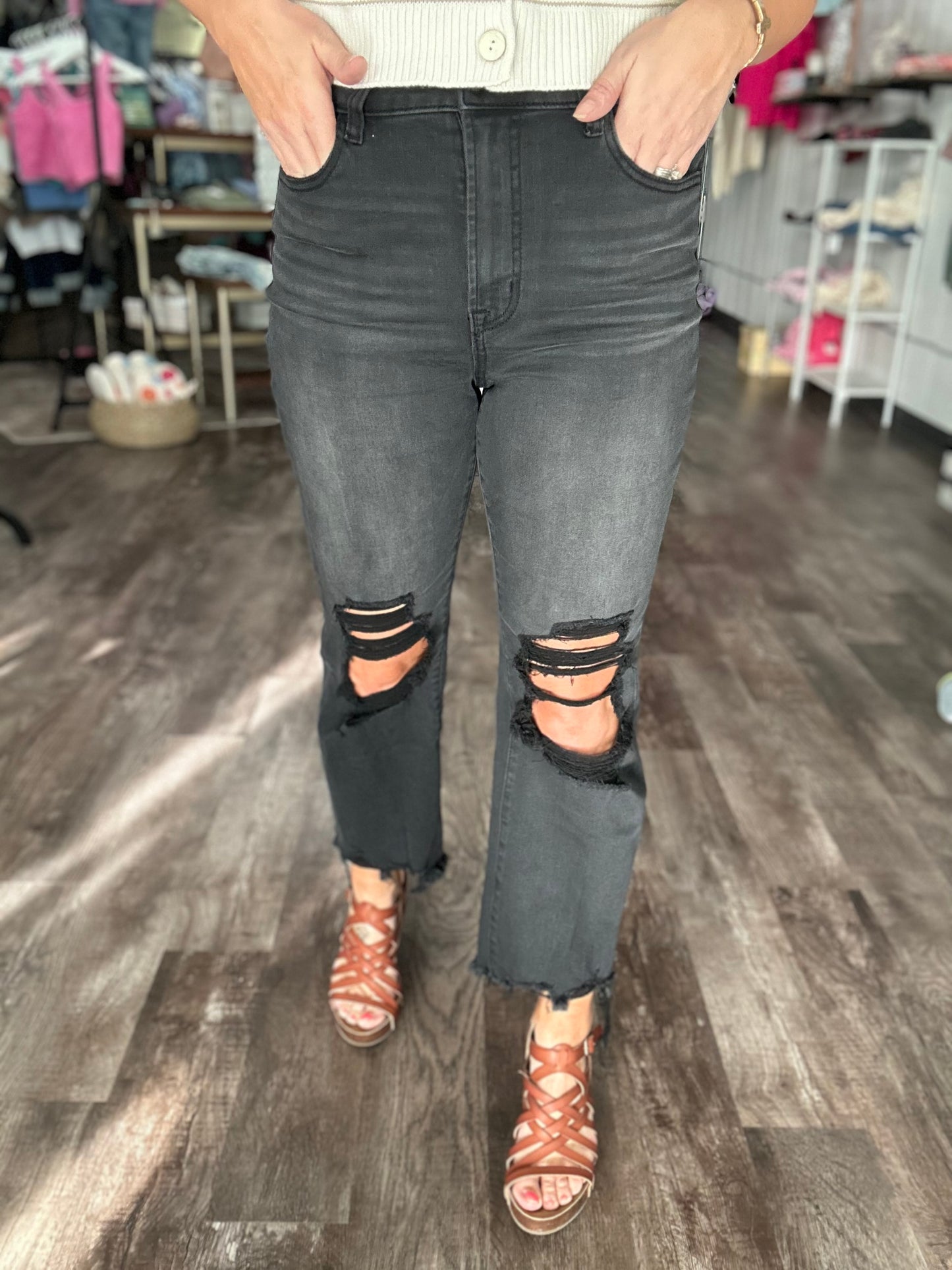 RESTOCK Cecilia Destroyed Denim - Black