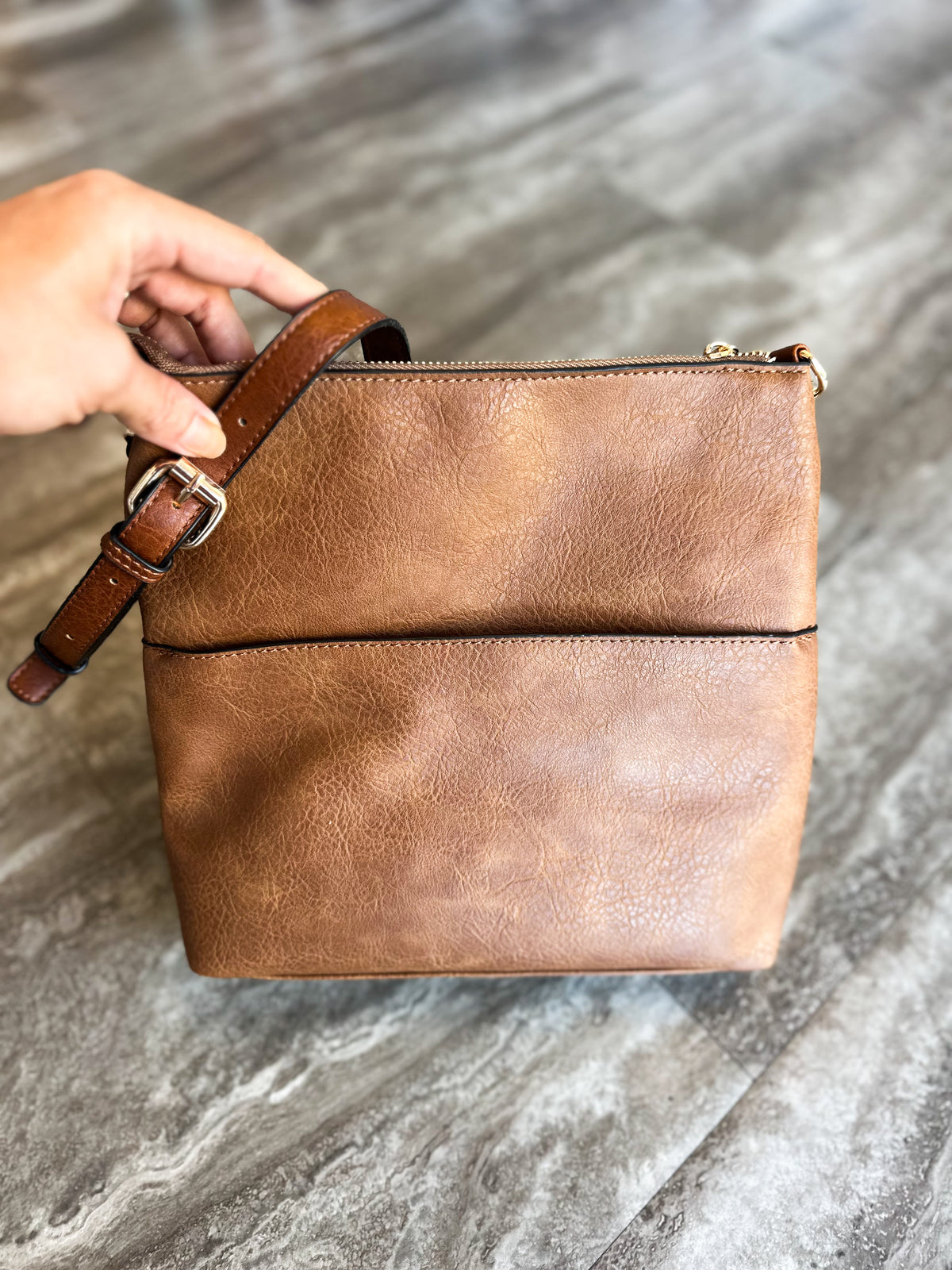 The Elina Zipper Front Crossbody (Coffee)
