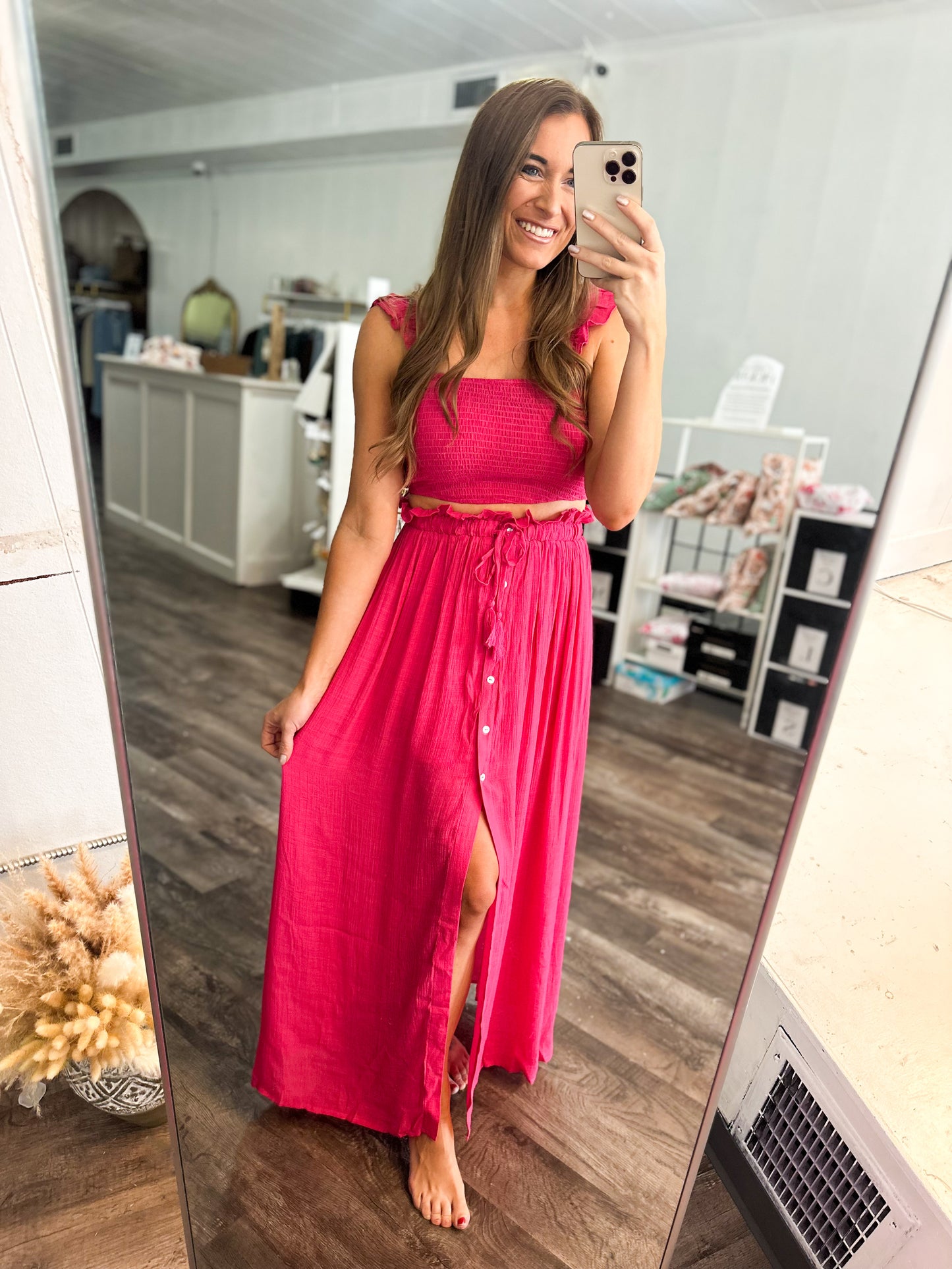 Hear The Waves 2-Piece Maxi Set (Hot Pink)