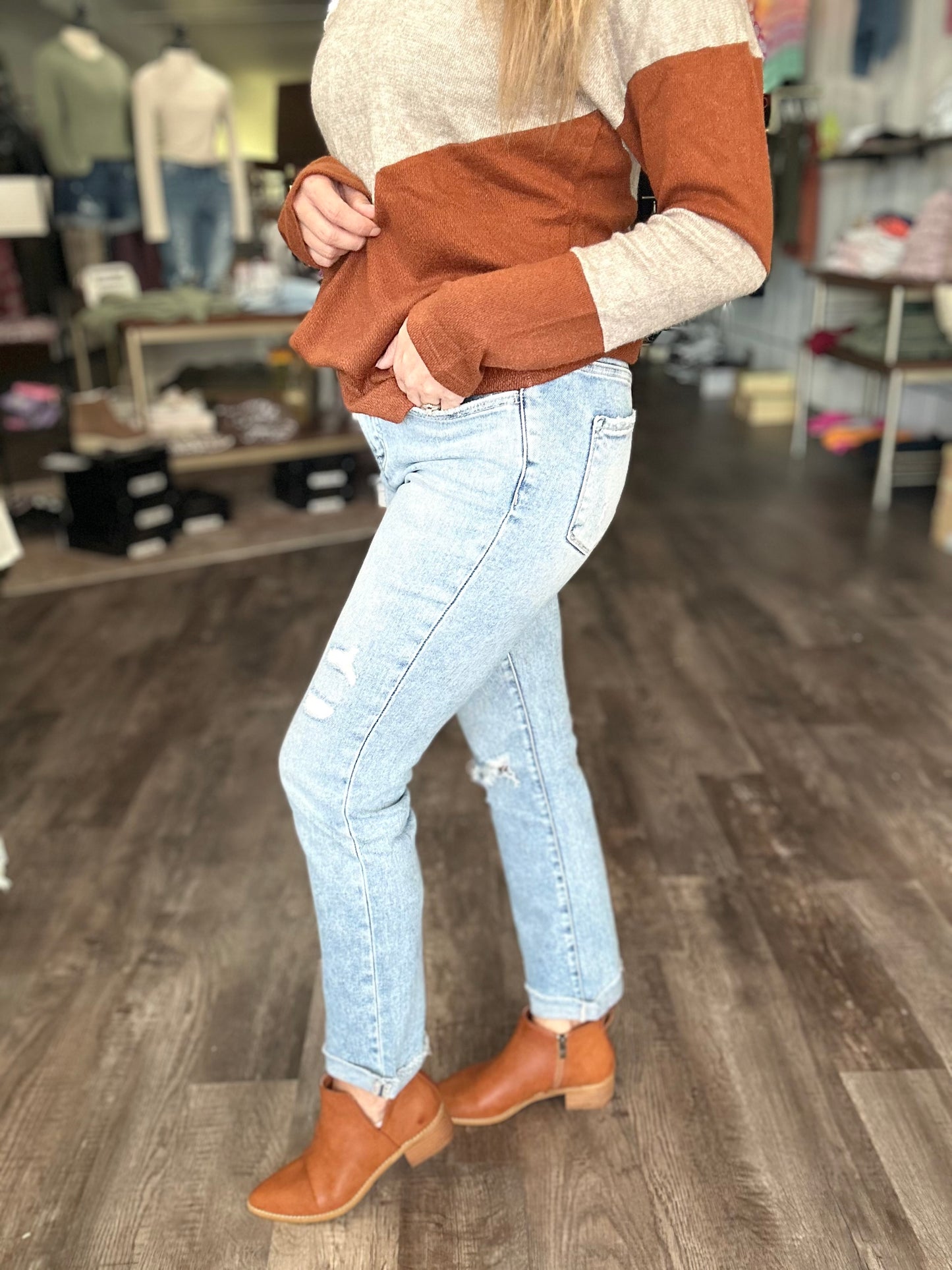 Made Up My Mind Cuffed Tummy Control Denim