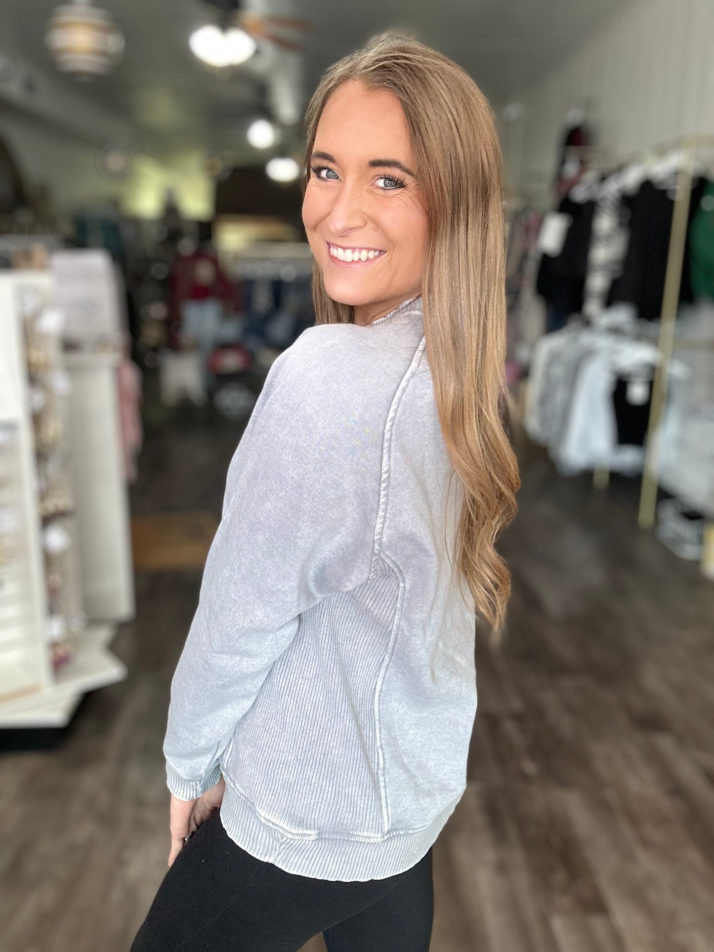 Make It Last Acid Wash Pullover (Sleet)