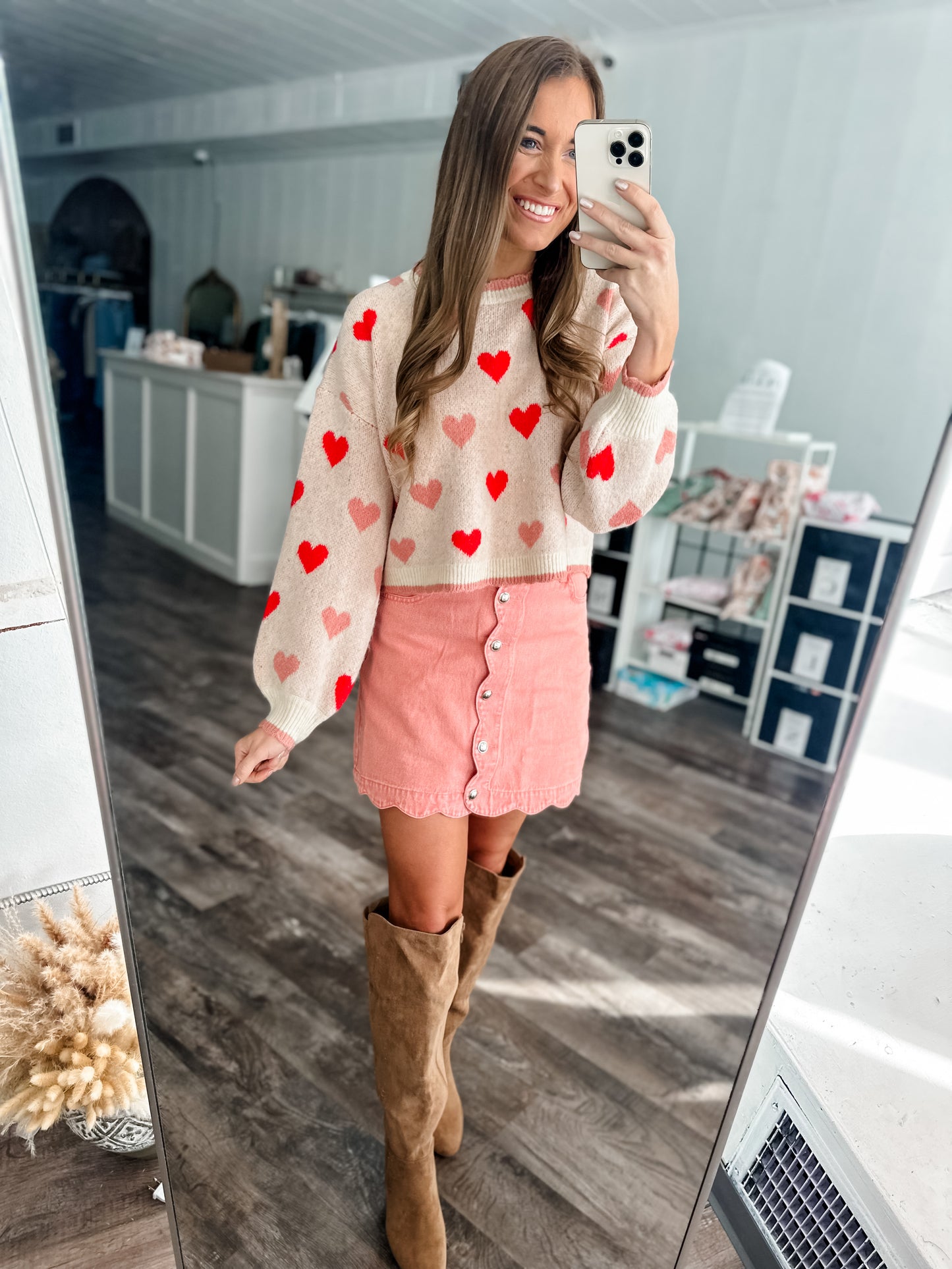 Hearts On Fire Scallop Edge Denim Skirt