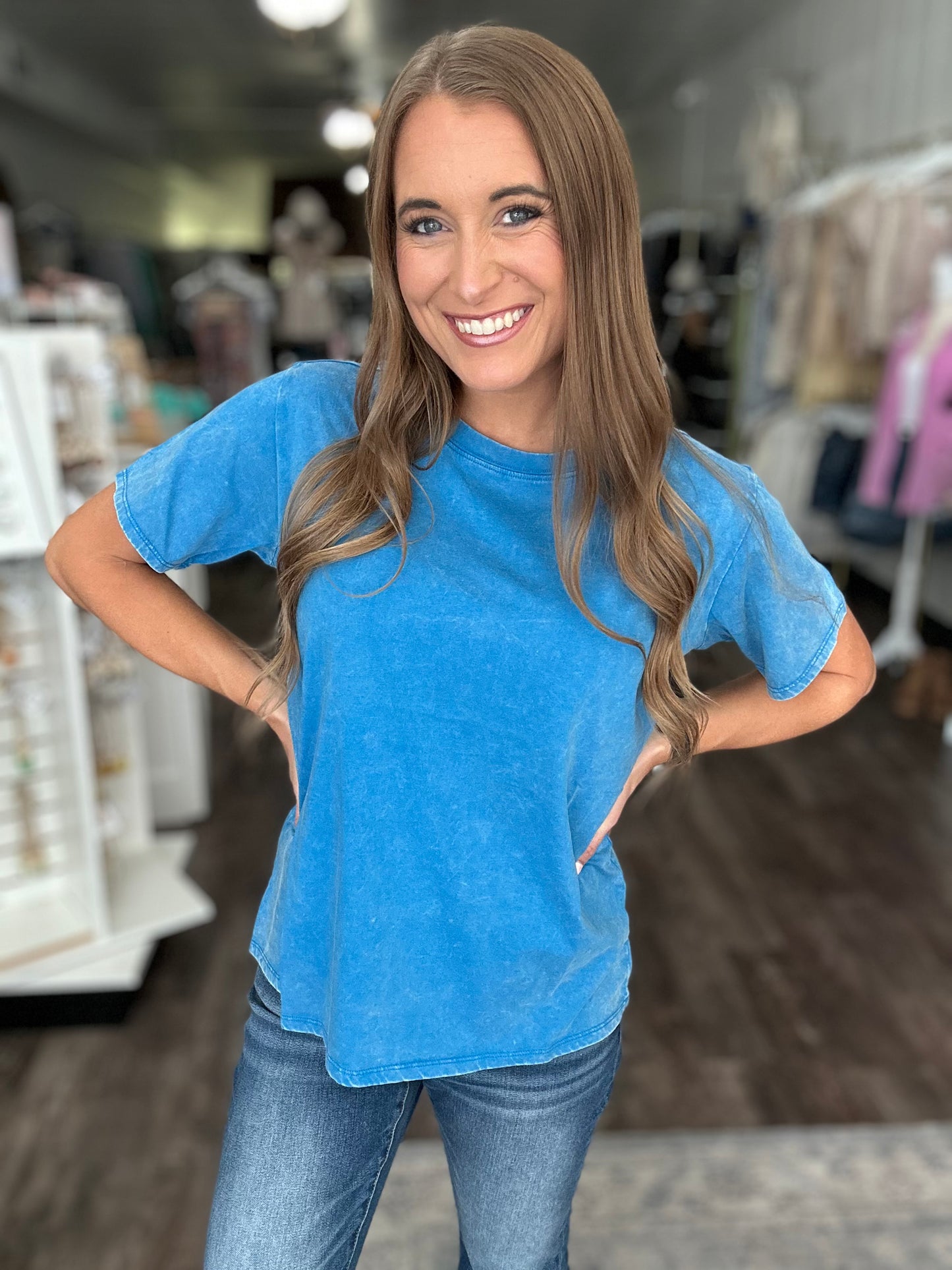 Don’t Stress Oversized Washed Tee (Ocean)