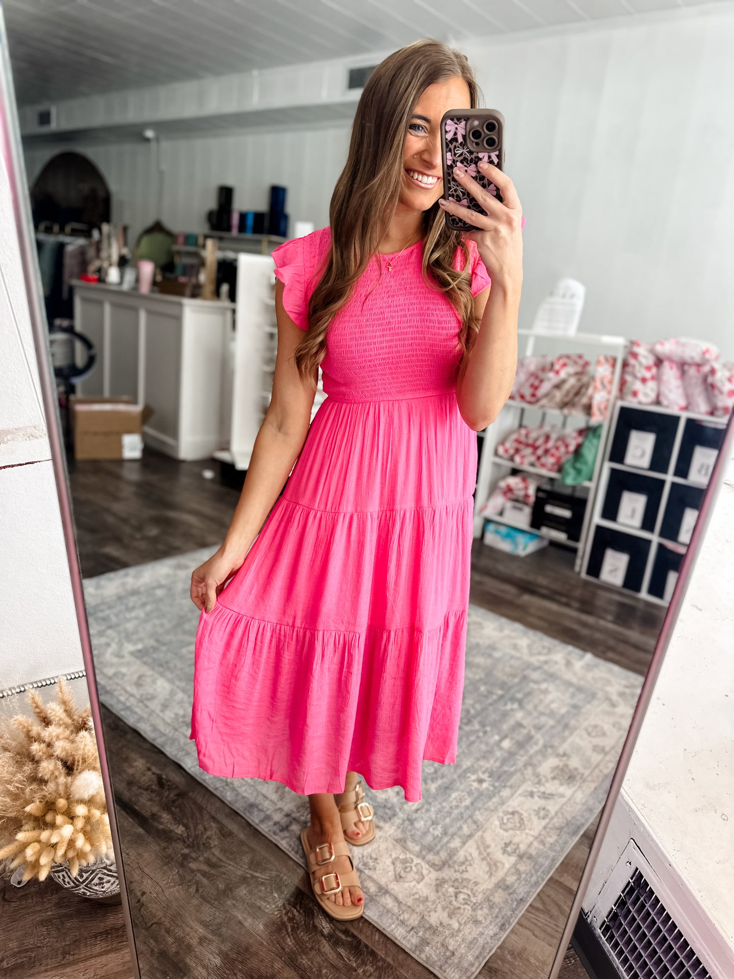 Blush & Breeze Smocked Midi Dress