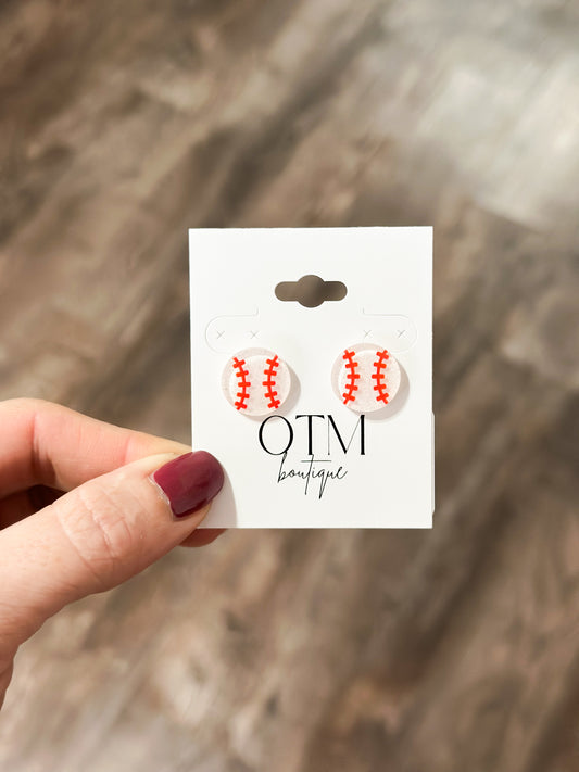 Glitter Resin Baseball Studs