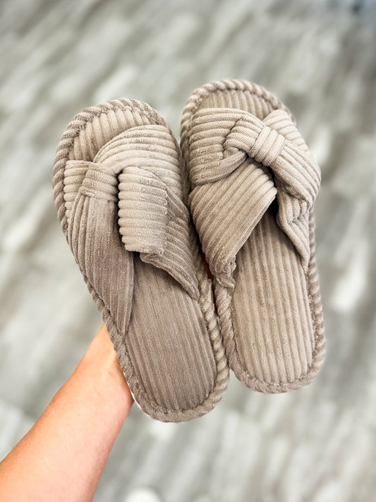 Cozy Bow Knot Slippers (Brown)