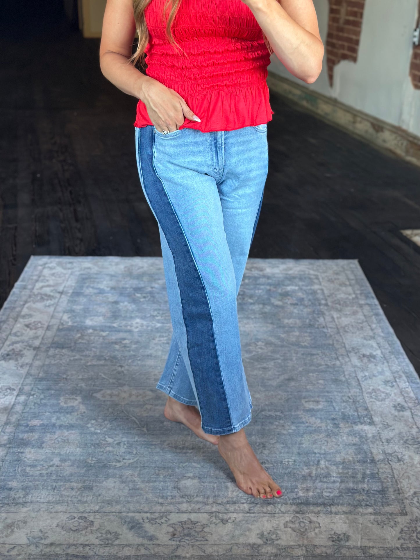 Heidi Two-Toned Barrel Jeans