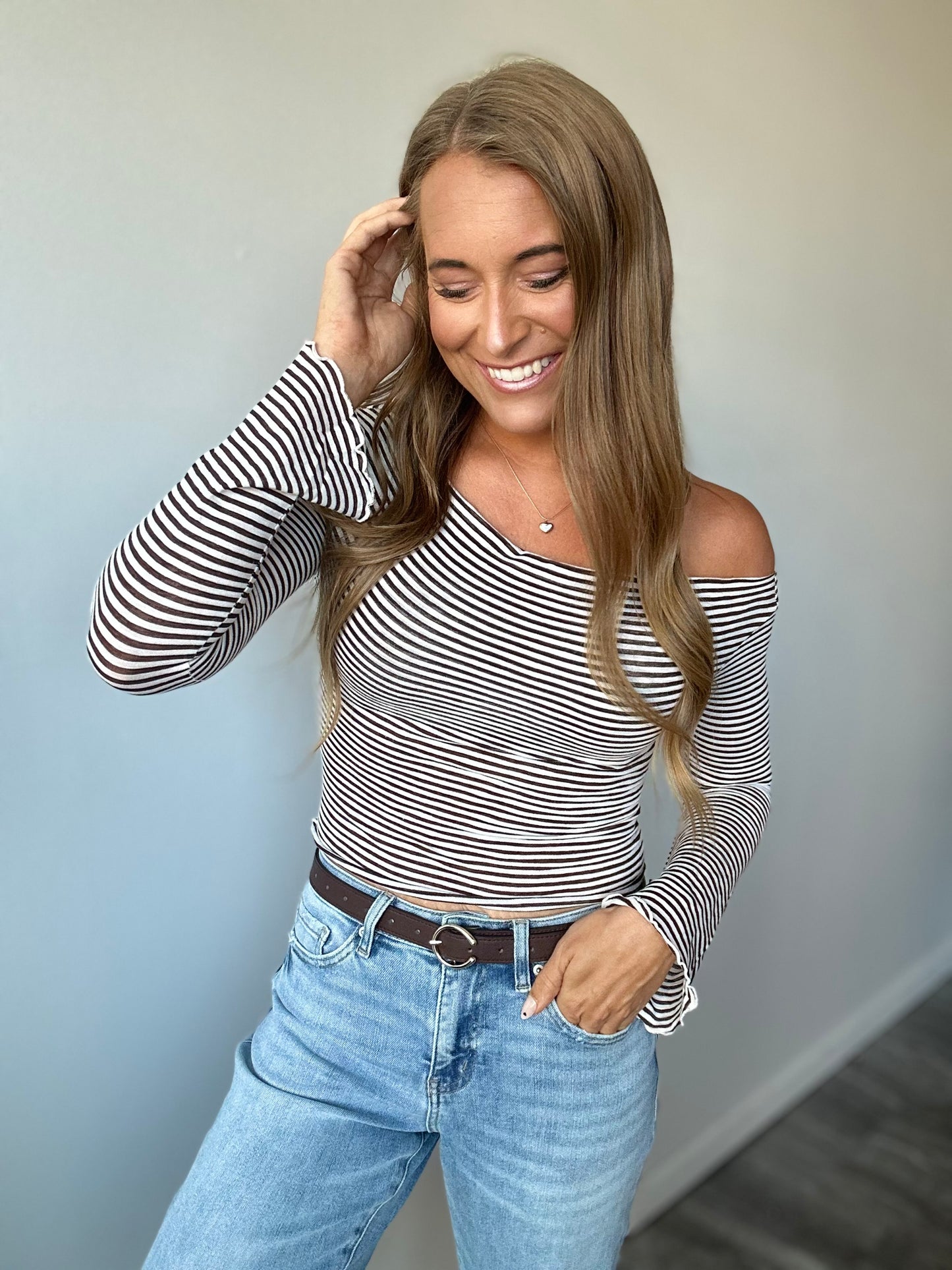 Make Life Easy Striped Top (Brown)