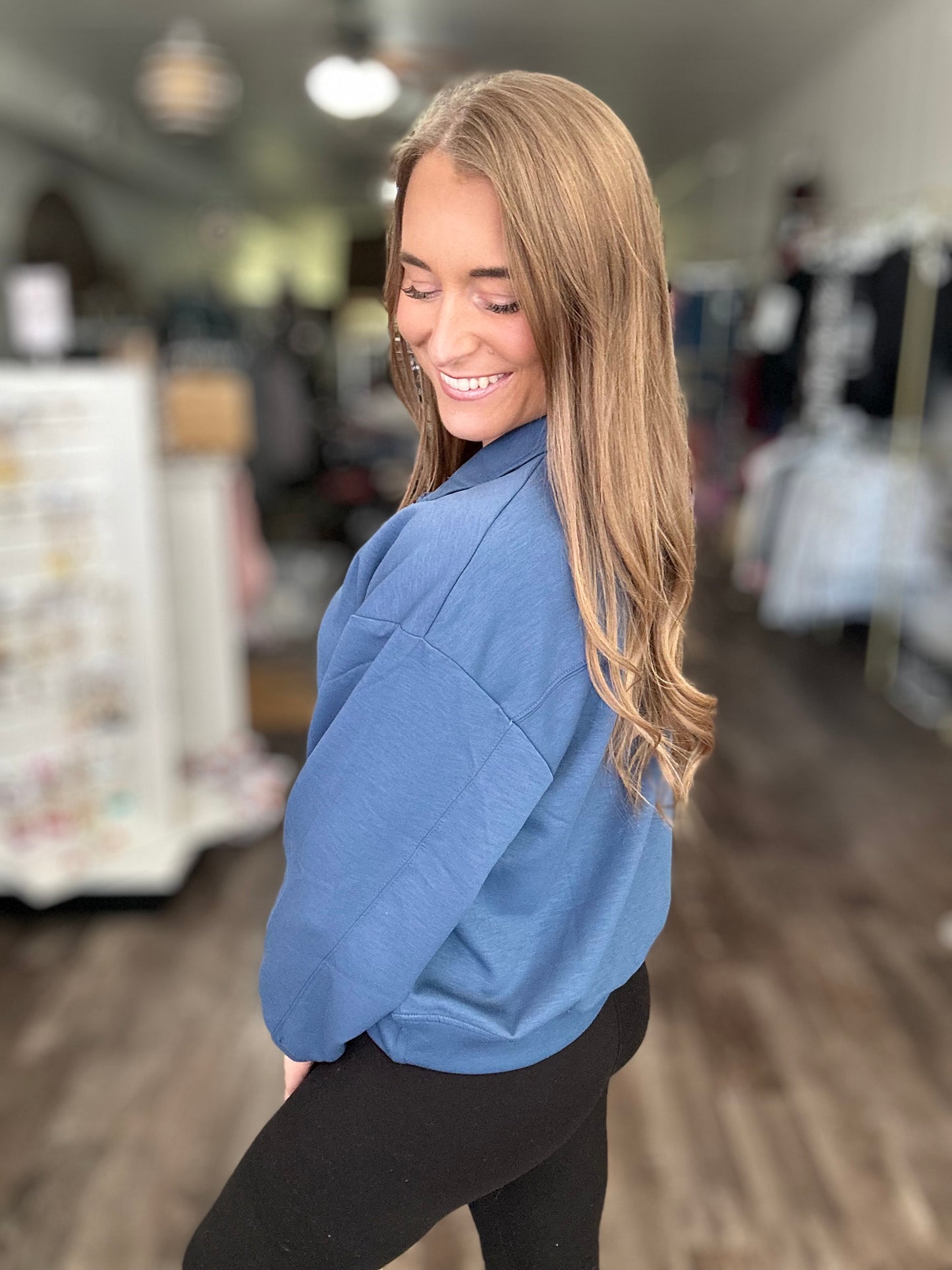 It’s Go Time Quarter Zip Pullover (Dusty Blue)