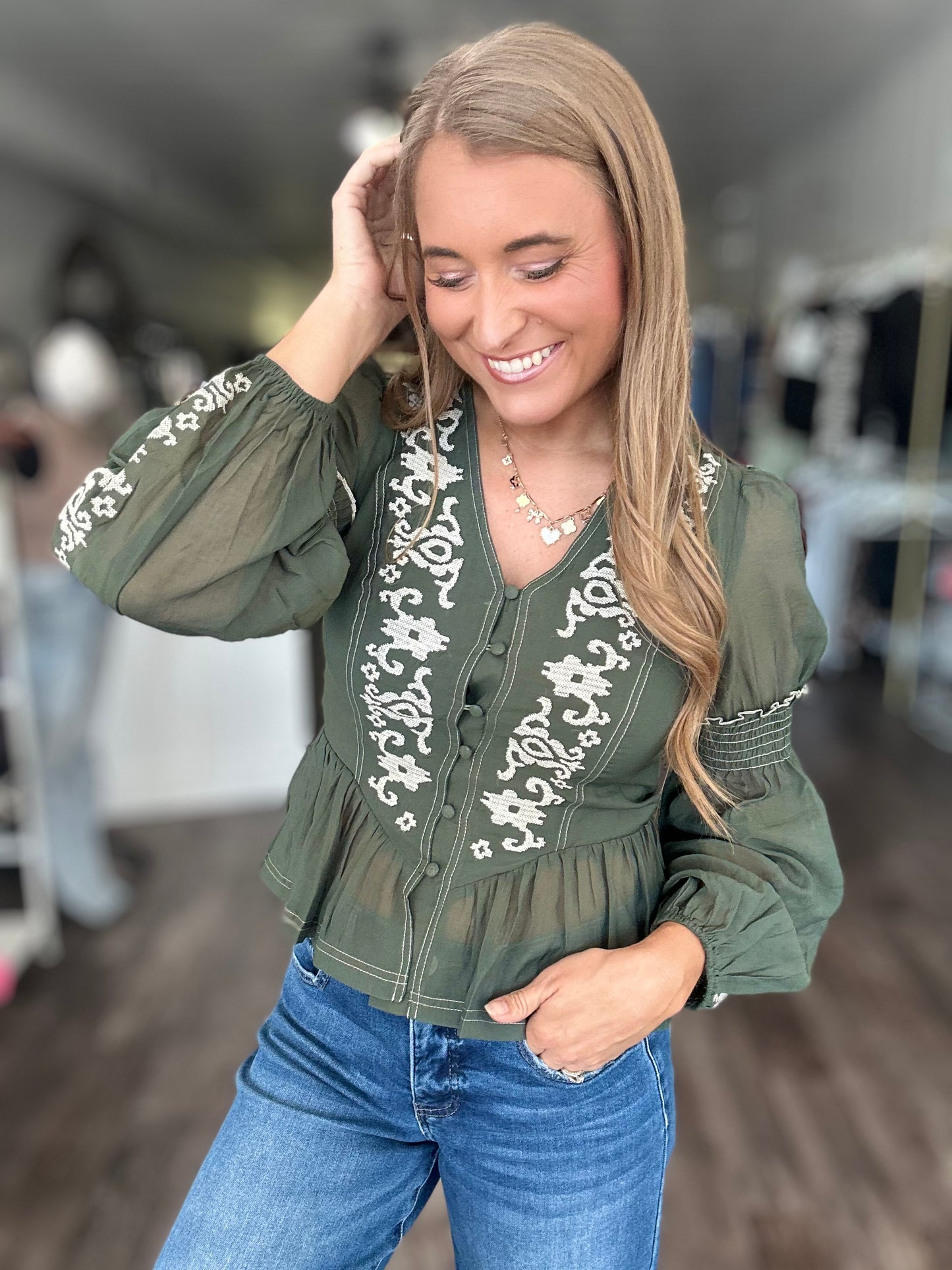 Leaving It Behind Embroidered Top