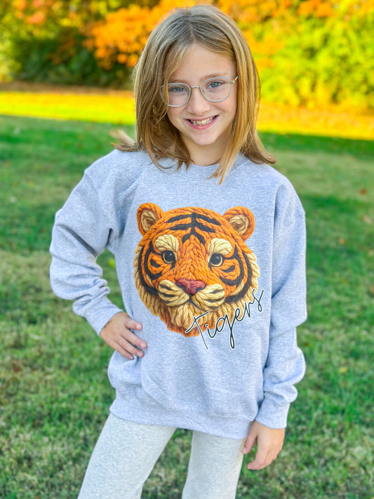 PREORDER Tigers Faux Yarn Crewneck (Youth)