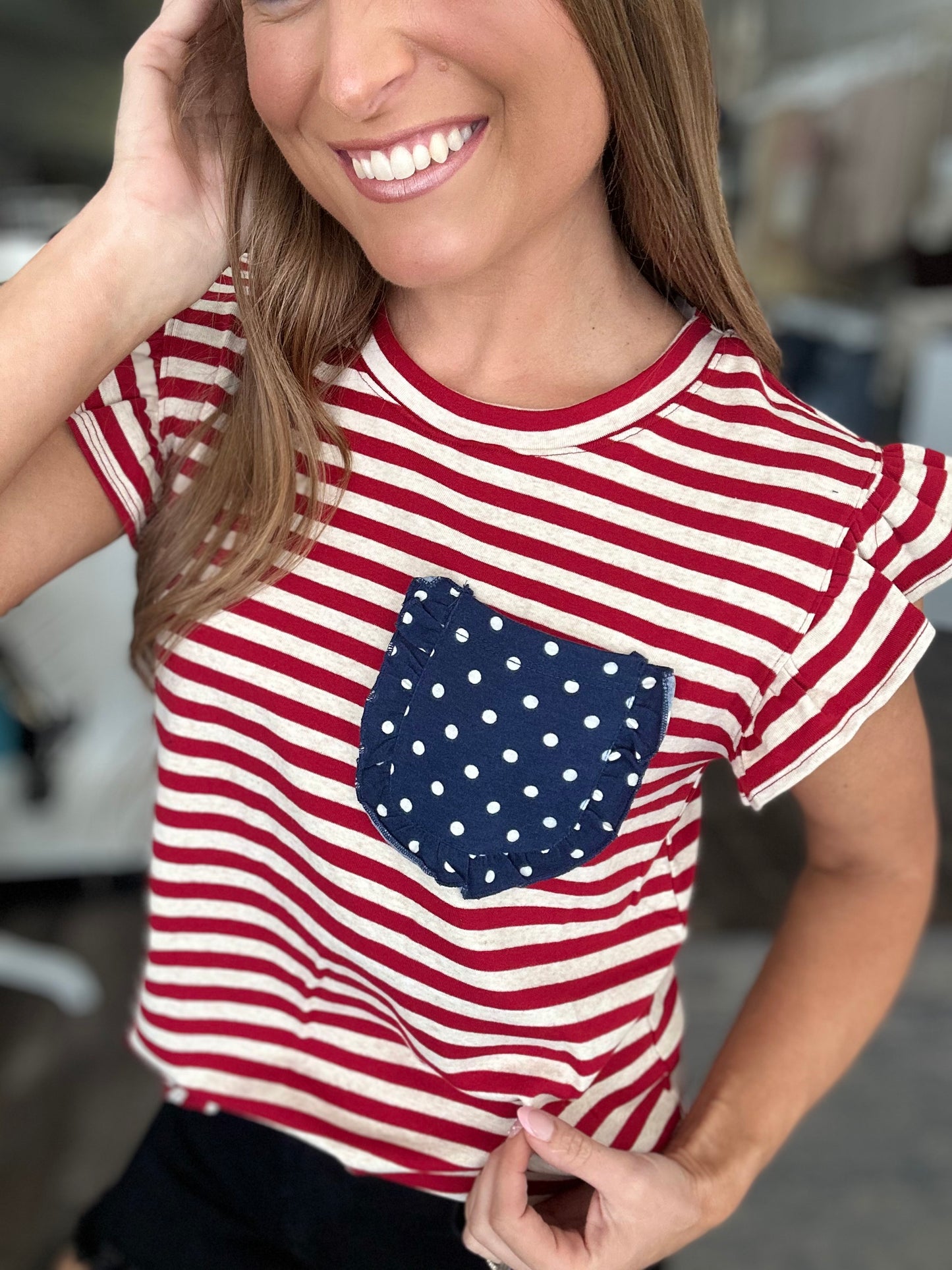 USA Dotted Pocket Top