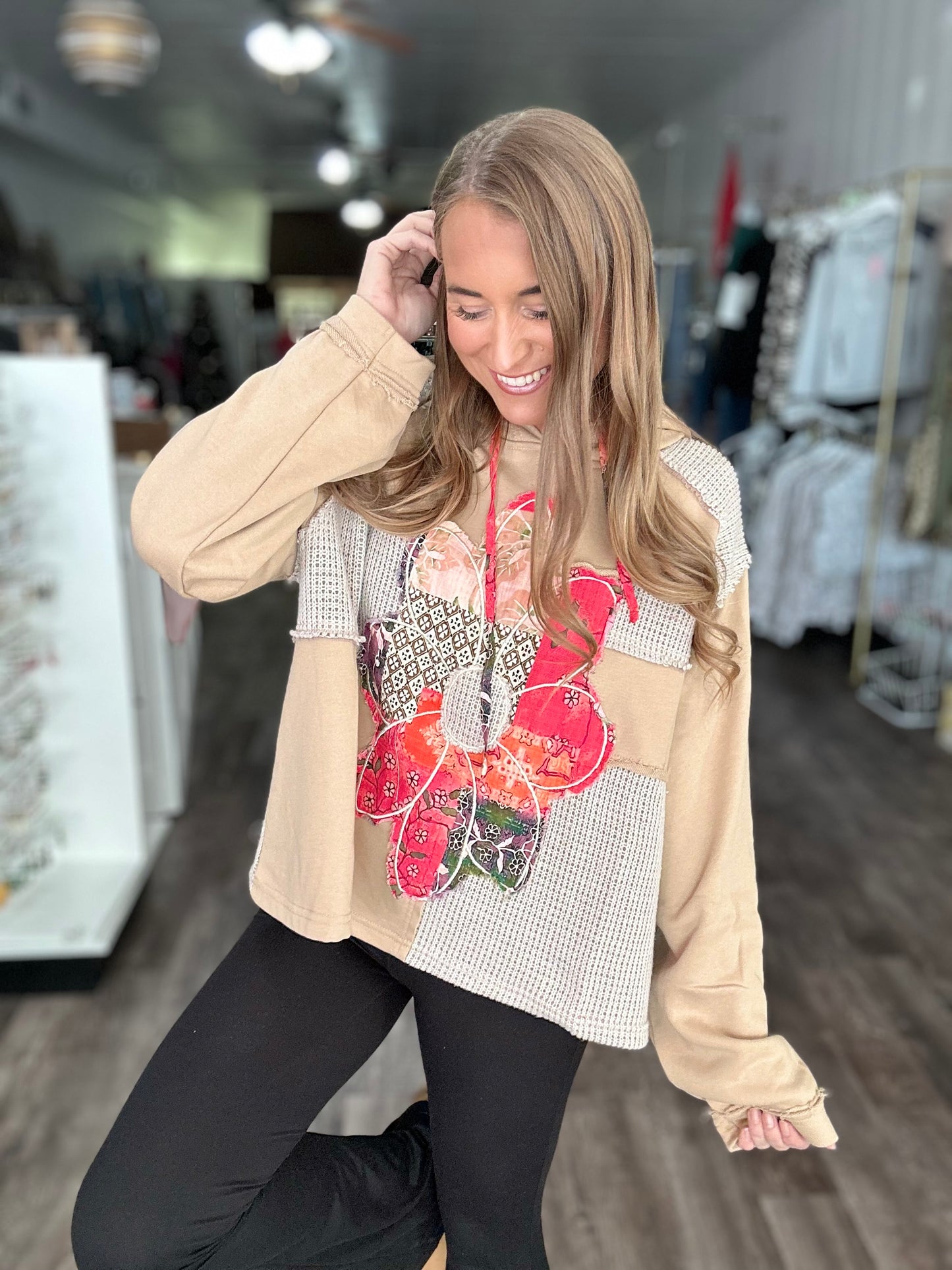 Santa Rosa Patchwork Hooded Pullover