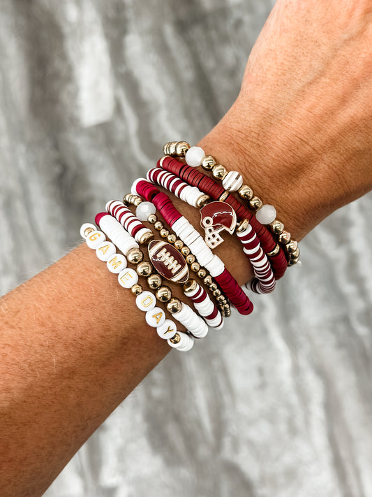 Stacked Game Day Bracelet (Maroon/Gold)
